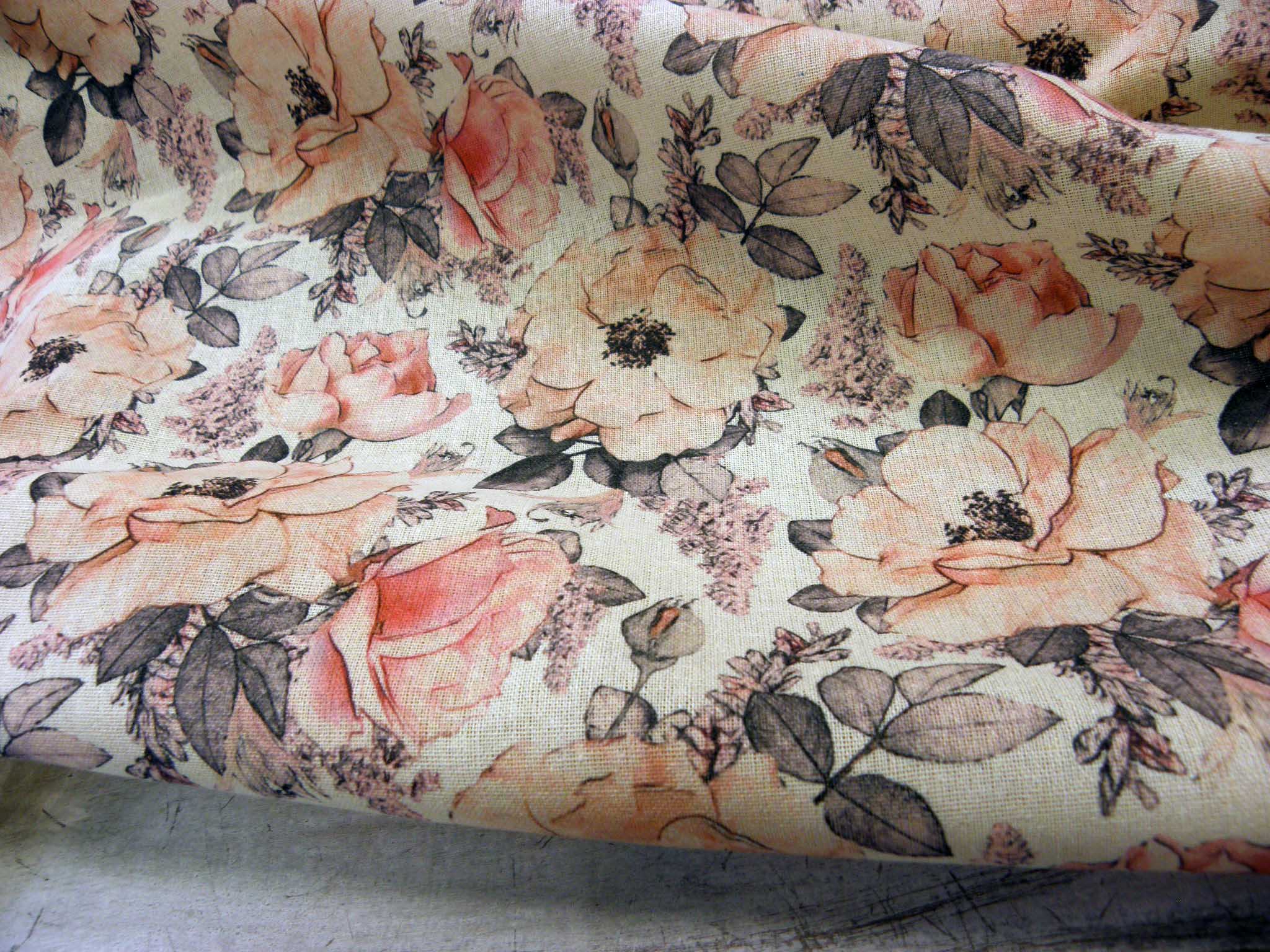 LÁTKA - LEN+ PES - FOTOTISK - KVĚTY