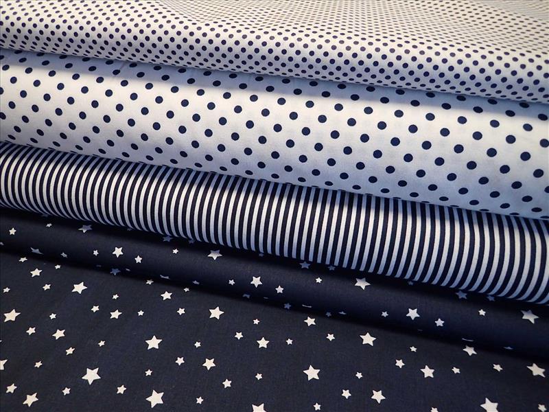 LÁTKA - TMAVĚ MODRÁ + BÍLÉ HVĚZDIČKY