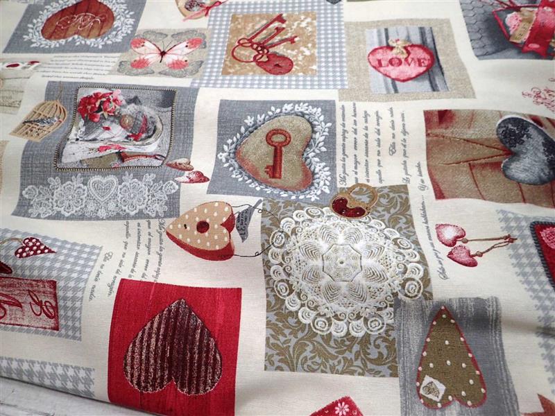 LÁTKA - POTAHOVKA - SRDÍČKA + KLÍČE