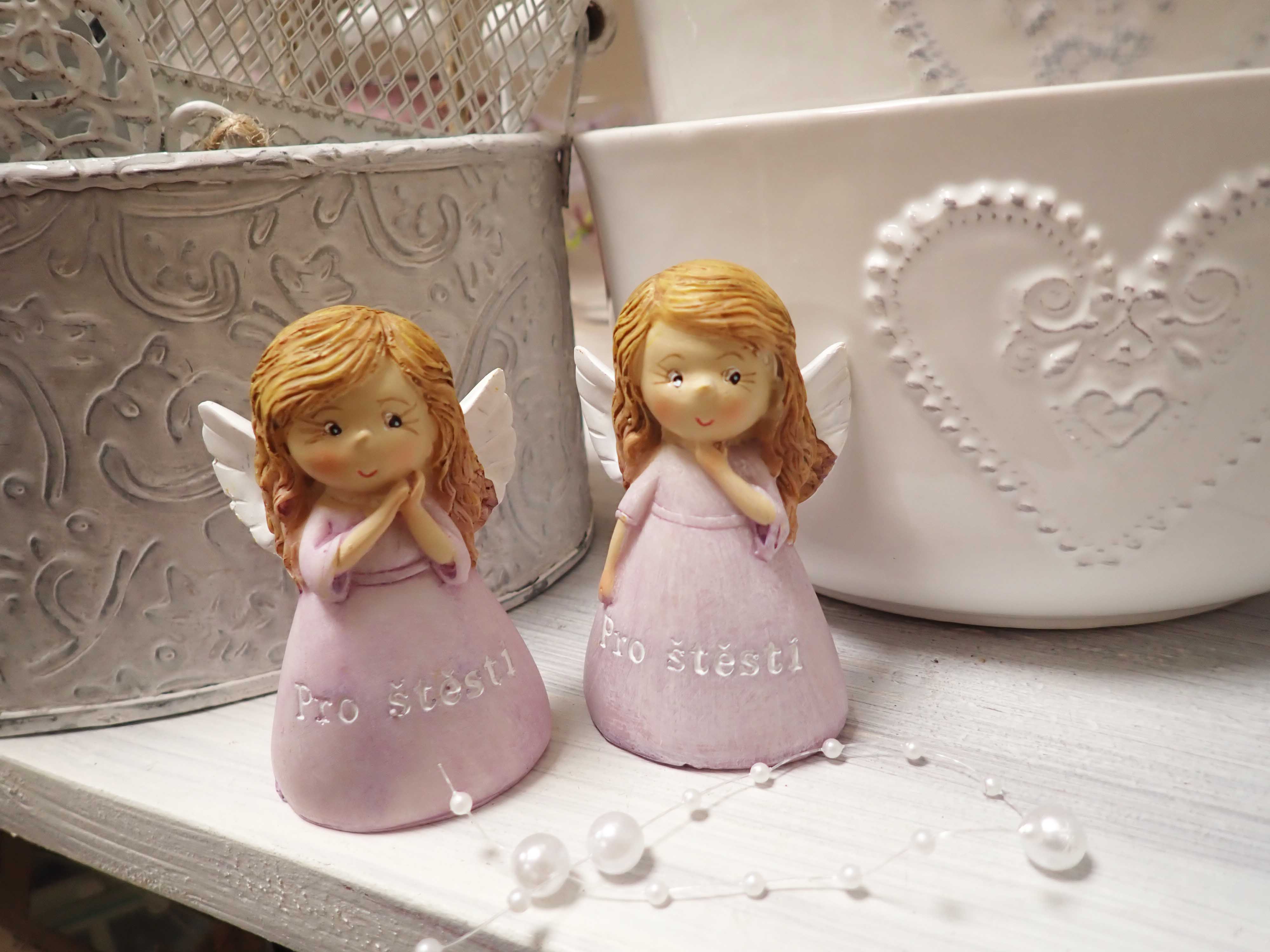 DEKORACE - ANDÍLEK - PRO ŠTĚSTÍ - FIALOVÝ