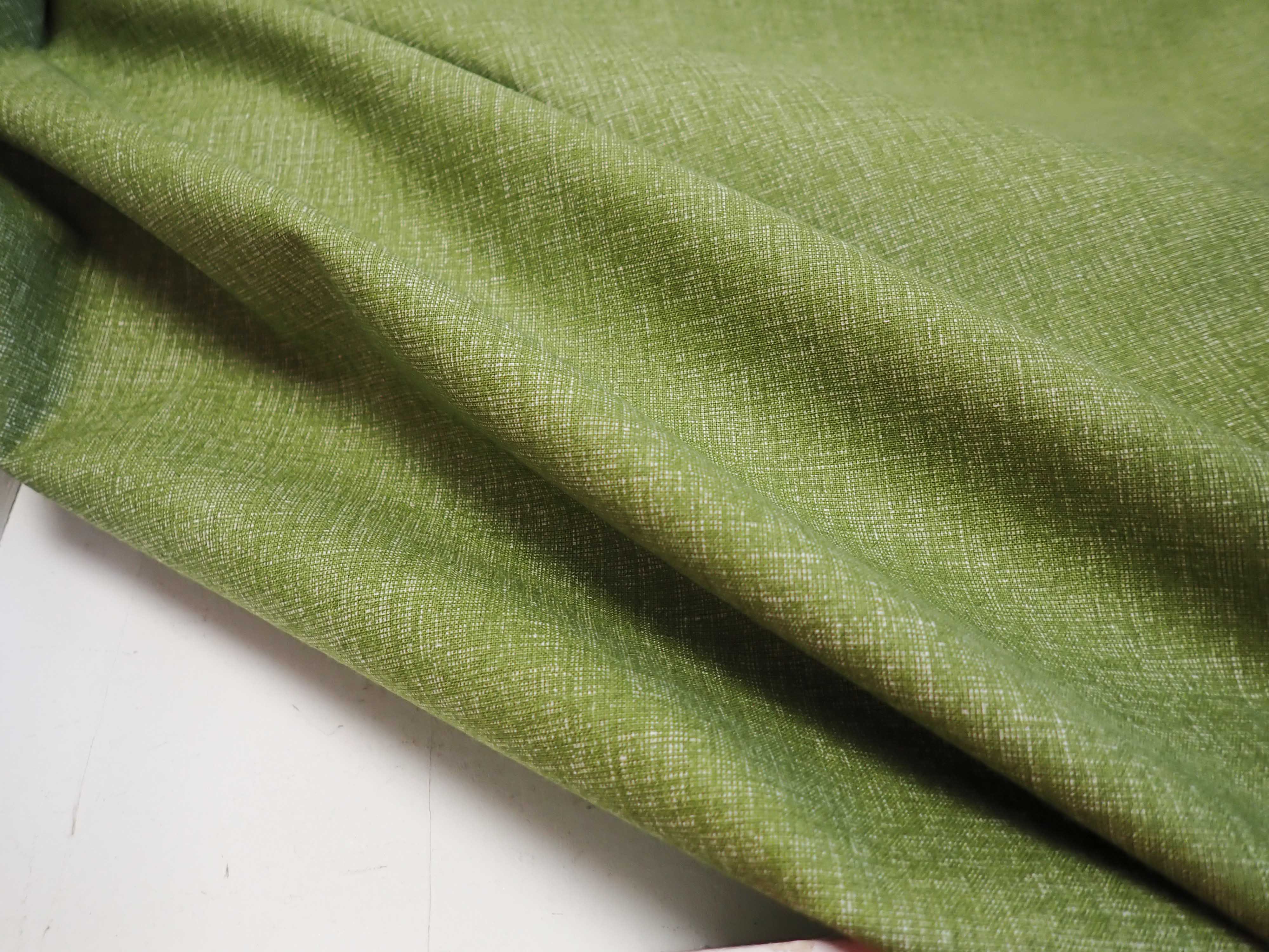 látka - LNĚNÝ EFEKT - OLIVOVĚ ZELENÝ