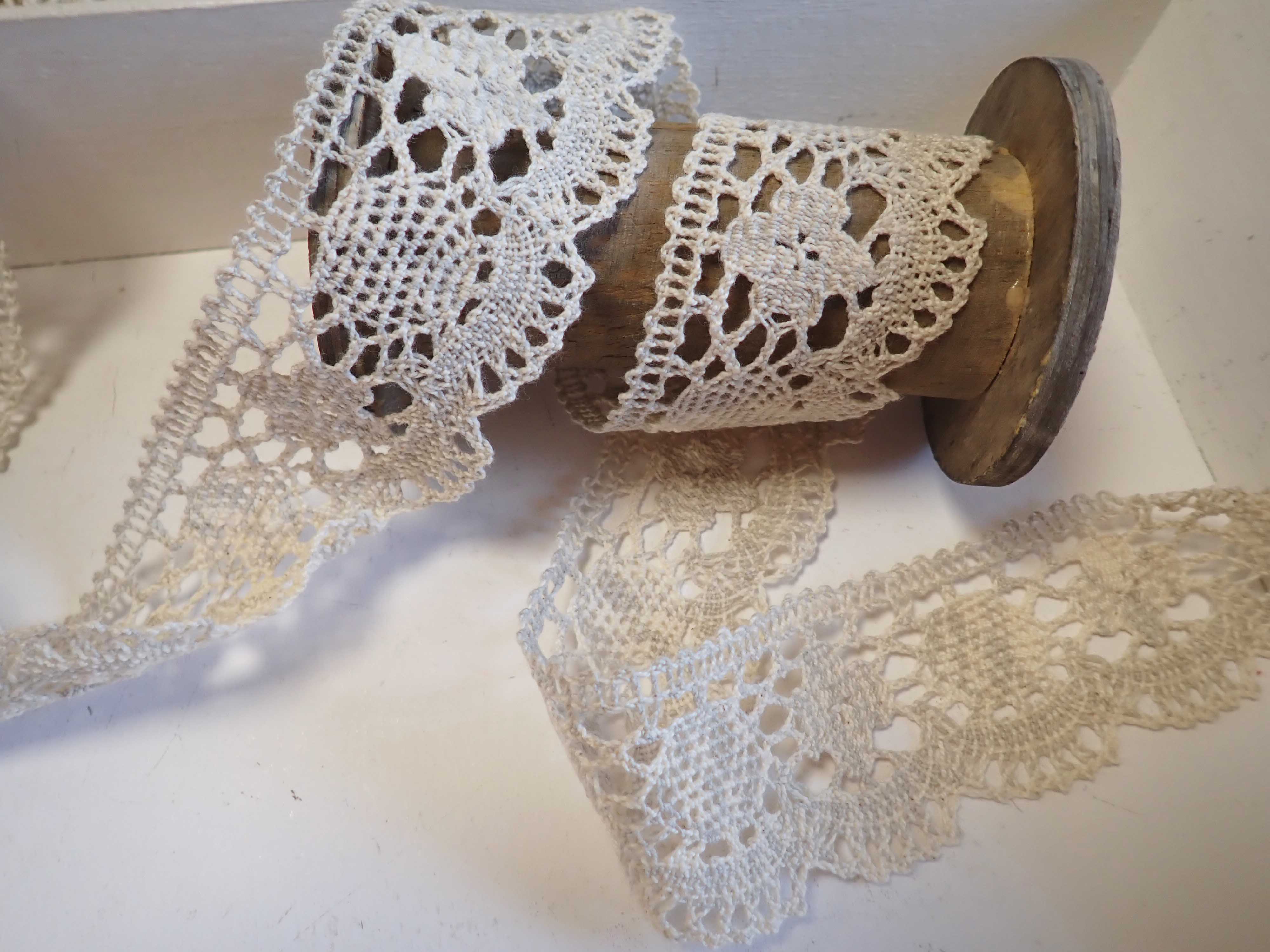 krajka - paličkovaná - PŘÍRODNÍ + LNĚNÁ