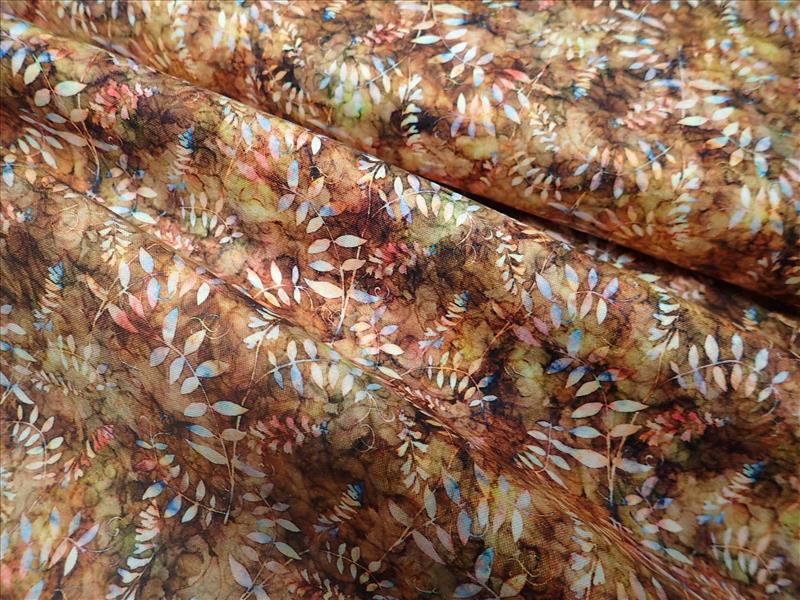 LÁTKA - HNĚDÁ BATIKA + LÍSTEČKY