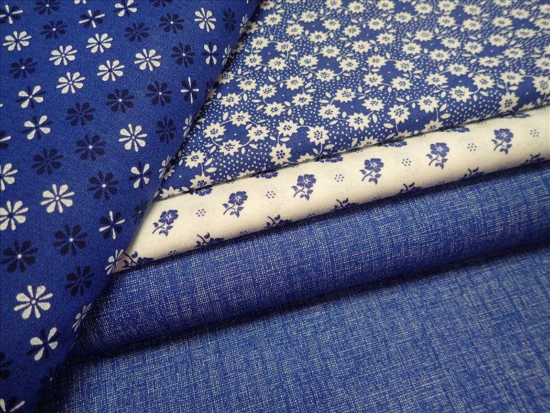 látka - LNĚNÝ EFEK - TMAVĚ MODRÝ