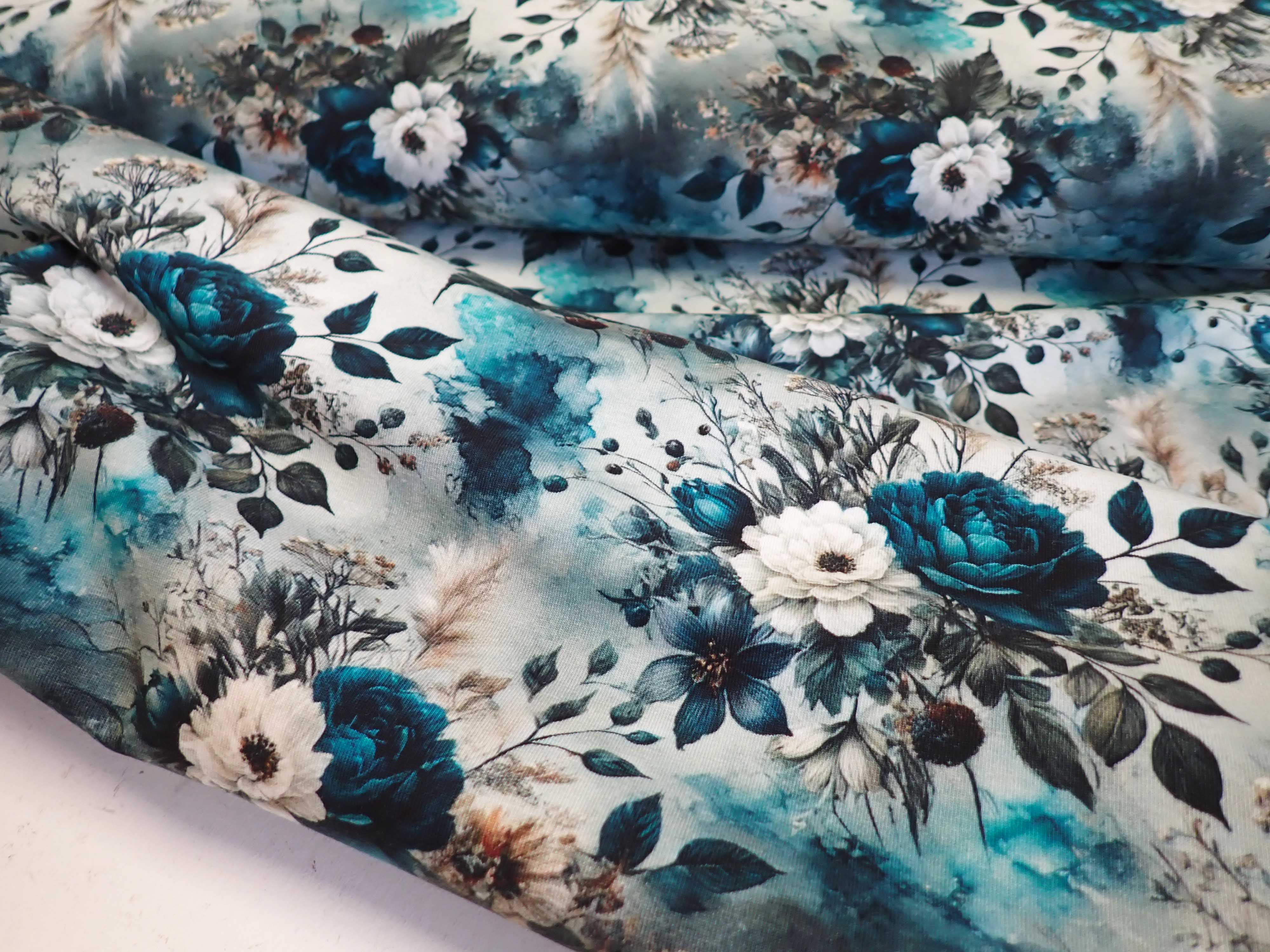 PLETENINA - JERSEY - FOTOTISK - KVĚTY