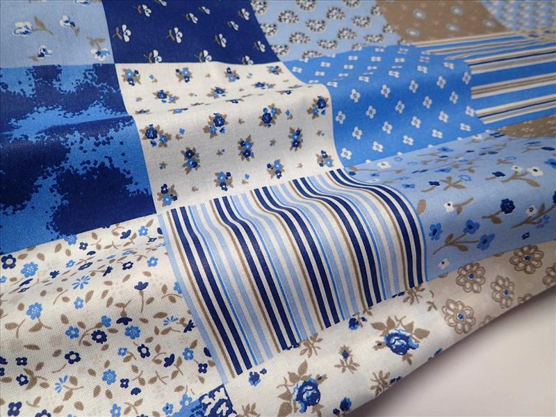 LÁTKA - MODRÝ  PATCHWORK