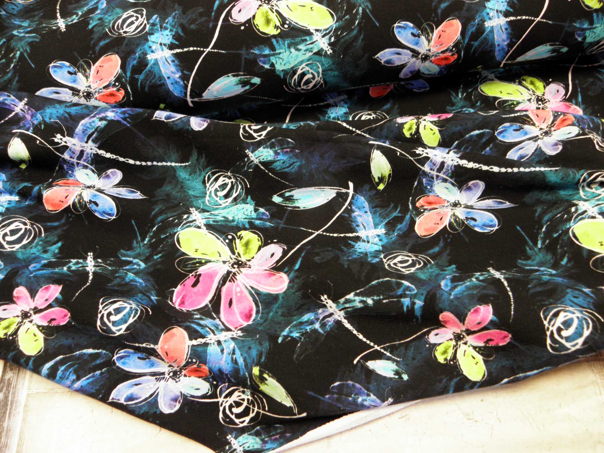 PLETENINA - JERSEY - FOTOTISK - KVĚTY