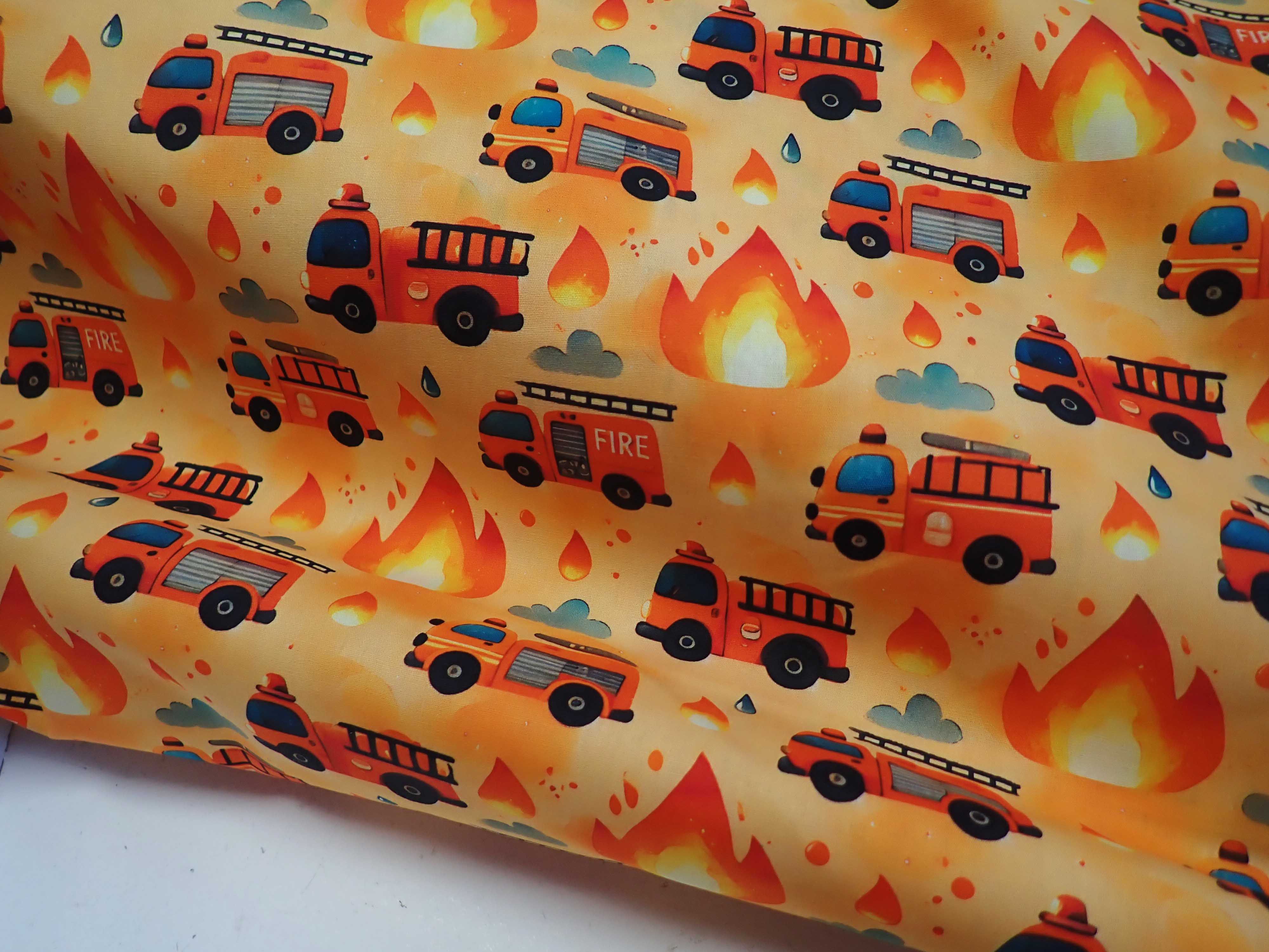 LÁTKA - POPELÍN - FOTOTISK - HASIČI