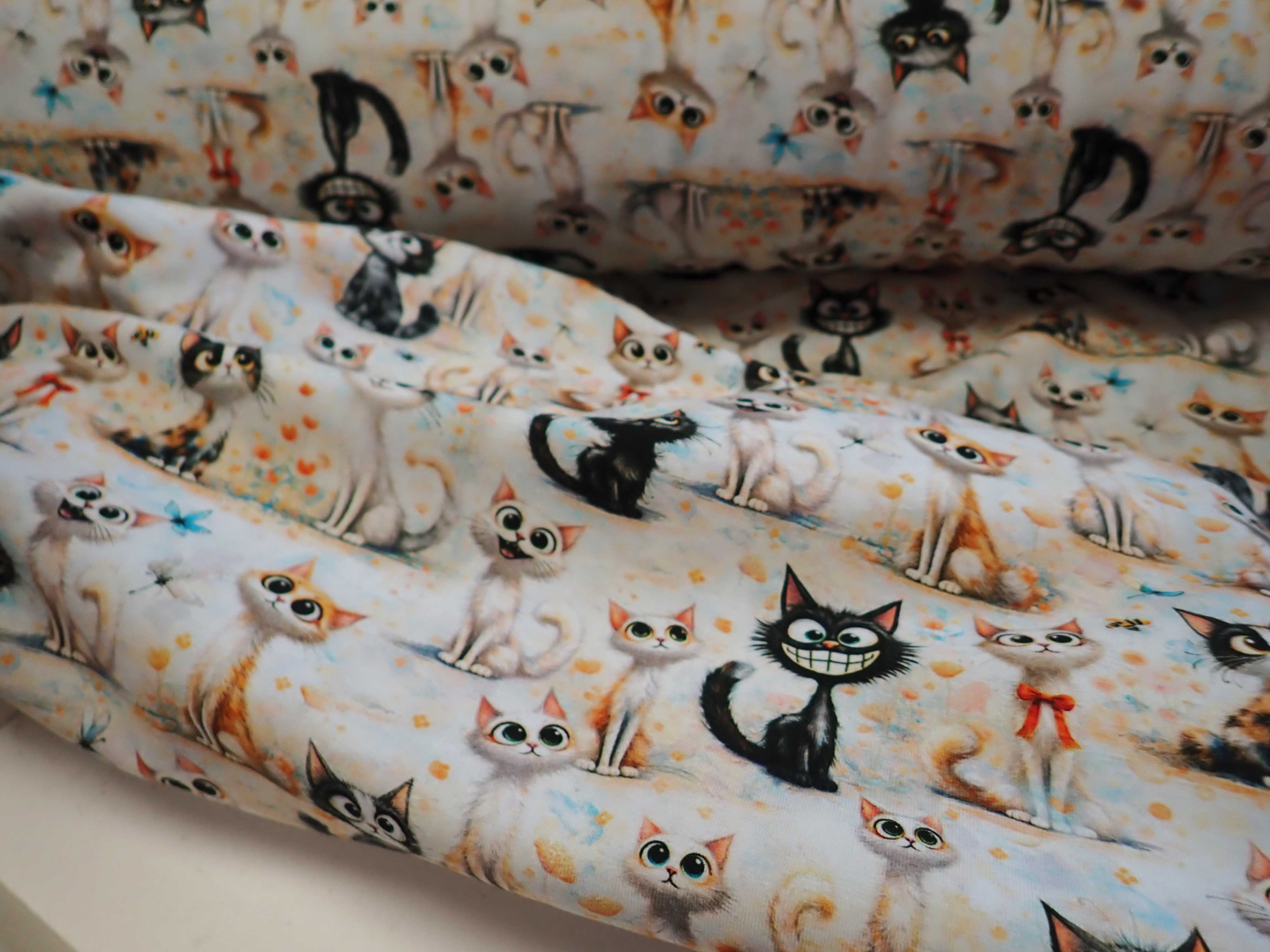 PLETENINA - JERSEY - FOTOTISK - KOČKY