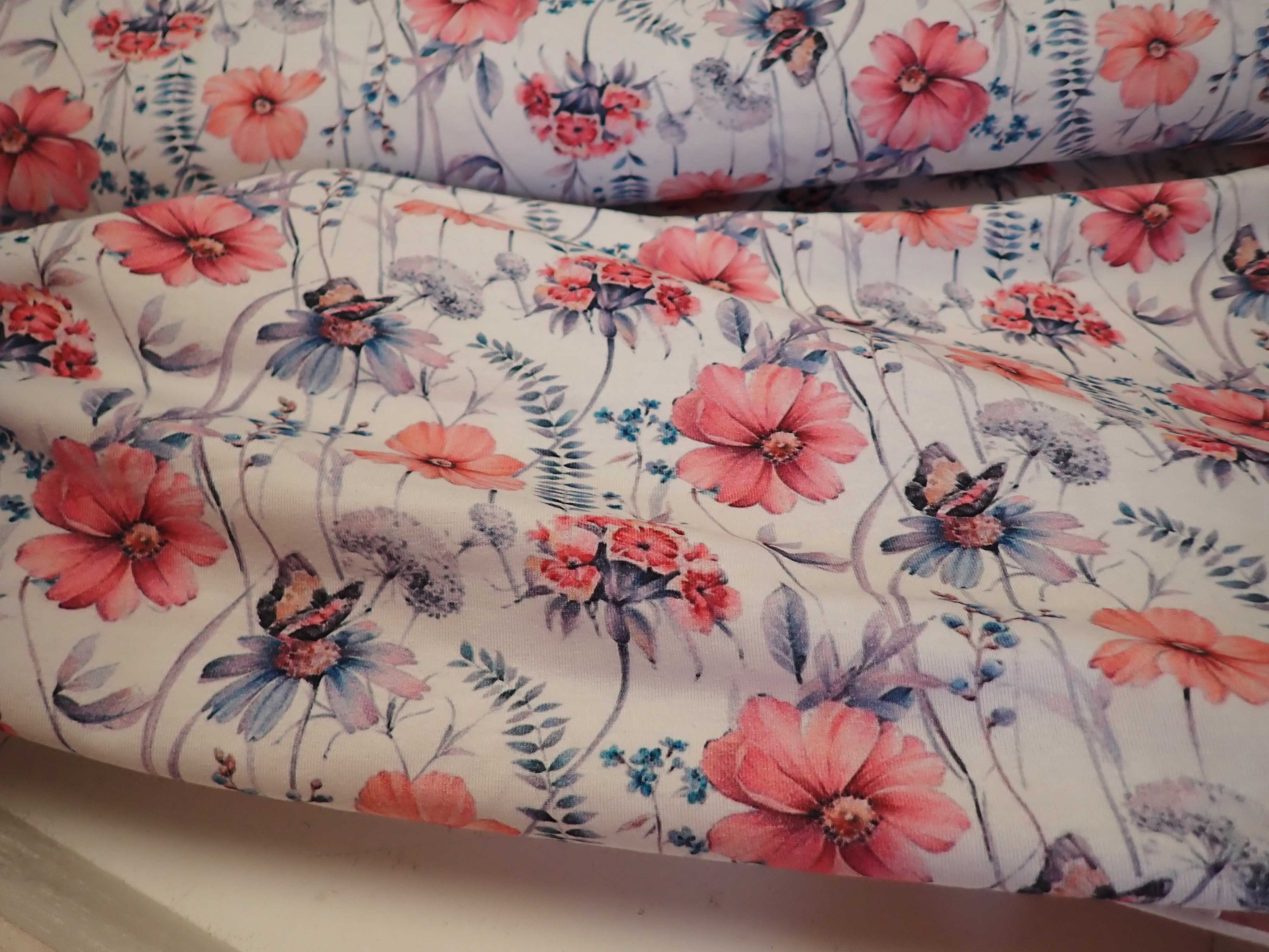 PLETENINA - JERSEY - FOTOTISK - KVĚTY