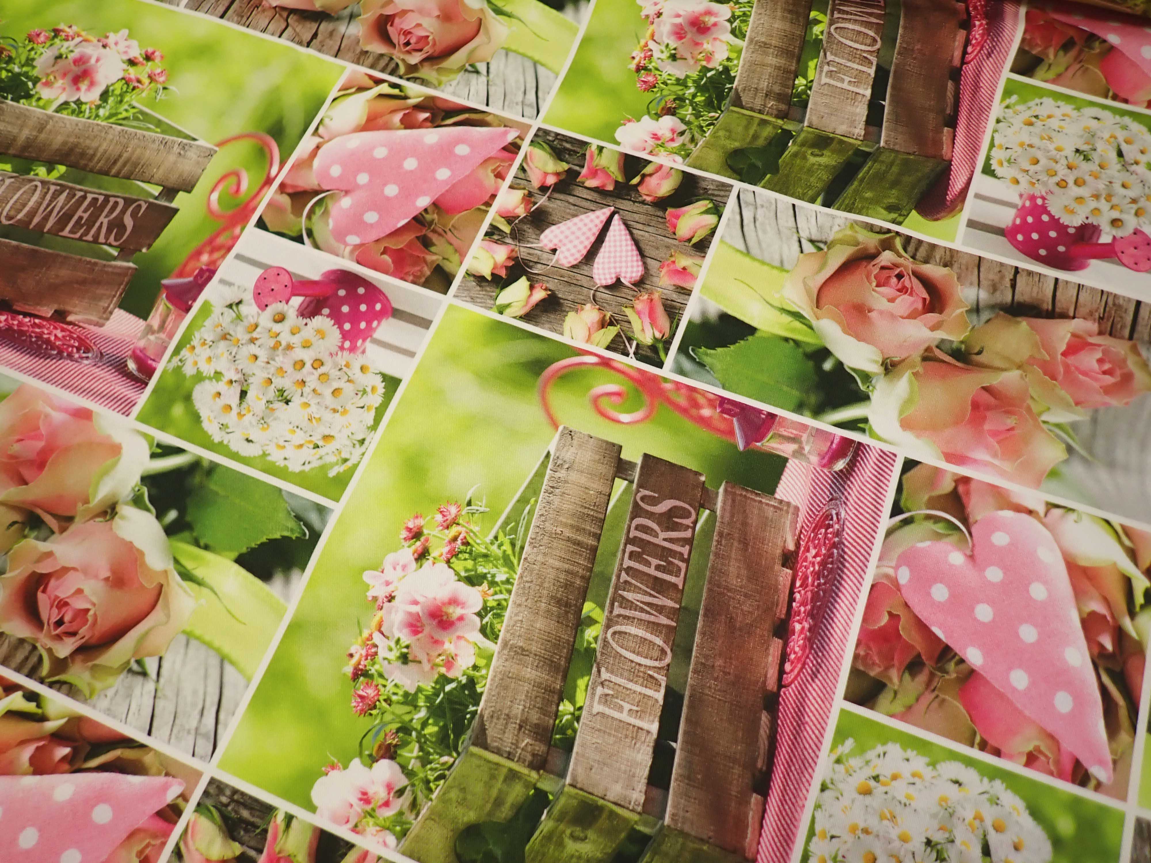 LÁTKA - FOTOTISK - SRDÍČKA + RŮŽE