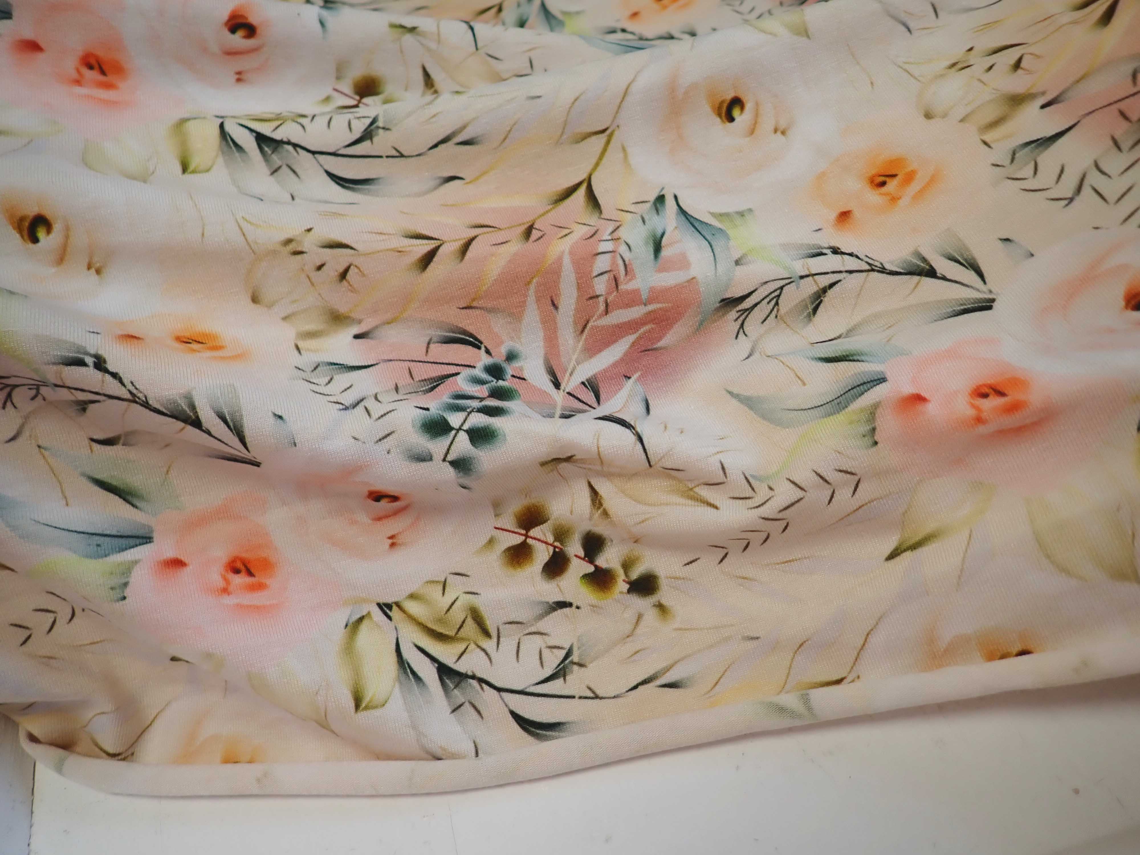 VISKÓZOVÝ ÚPLET - KVĚTY + LISTY - FOTOTISK