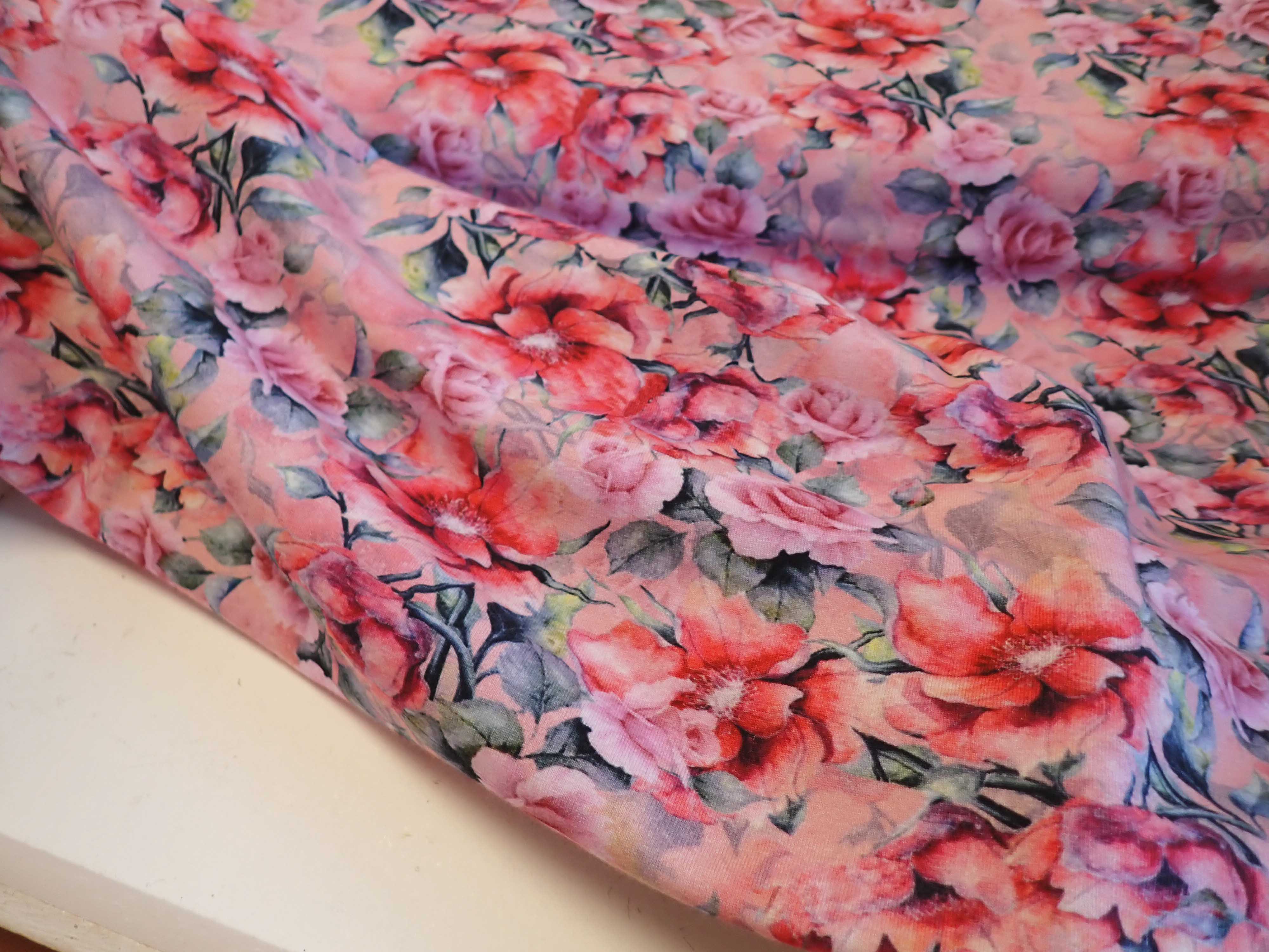 PLETENINA - JERSEY - FOTOTISK - KVĚTY