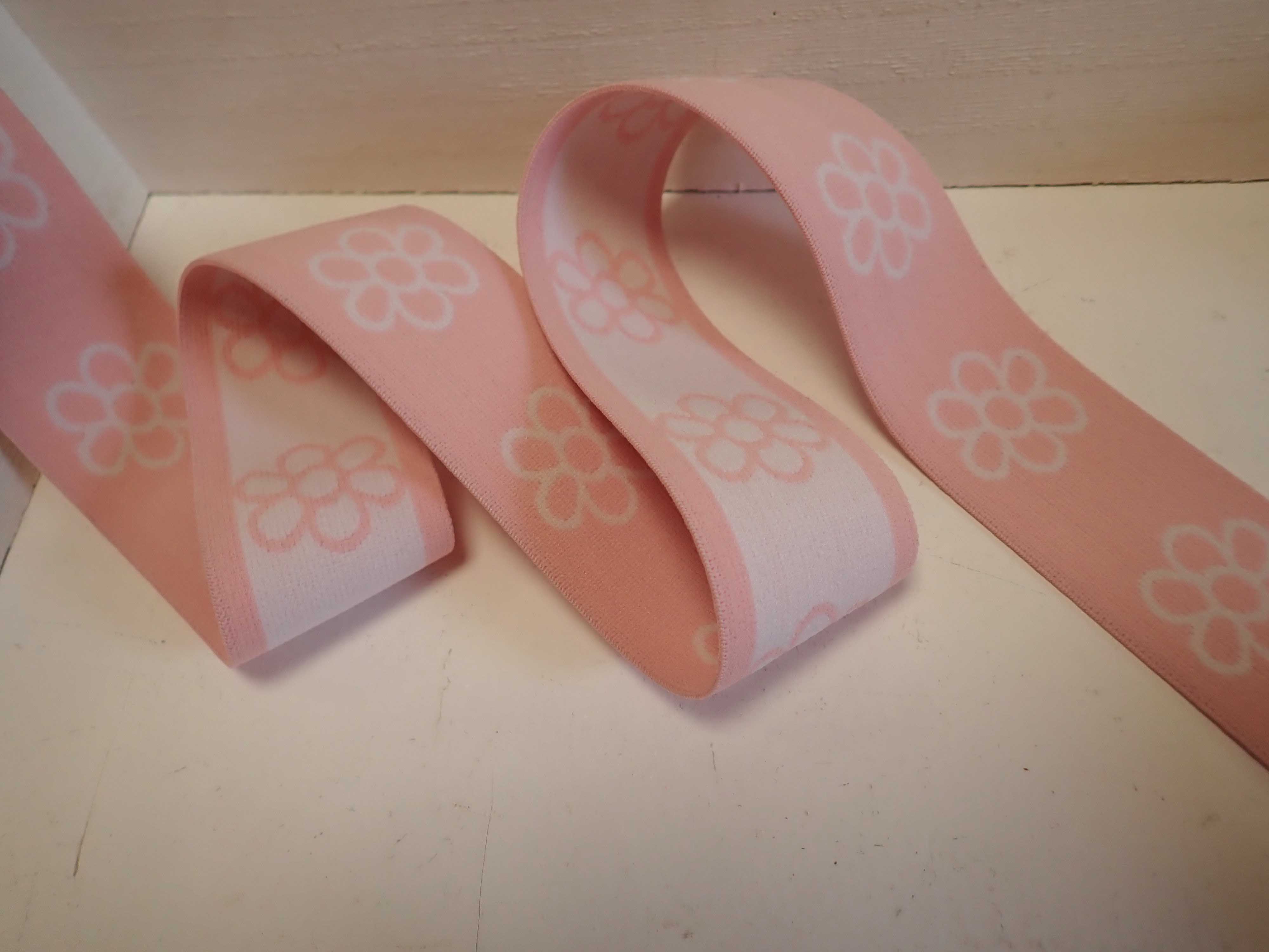 GUMA HLADKÁ - RŮŽOVÁ + KYTIČKY - ŠÍŘE 40 MM