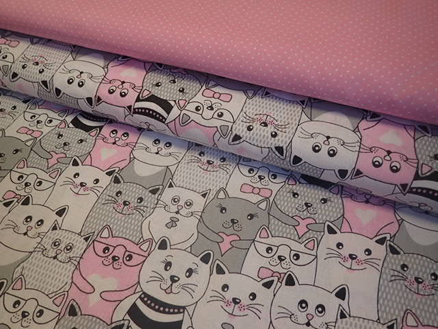 LÁTKA - KOČKY - RŮŽOVÉ + ŠEDÉ