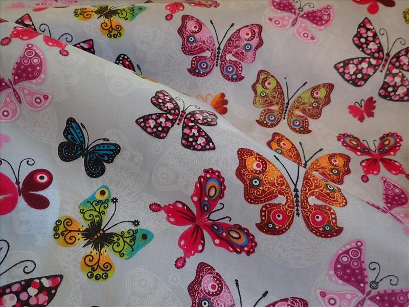 LÁTKA - DĚTSKÁ - ŠEDÁ + BAREVNÍ MOTÝLCI