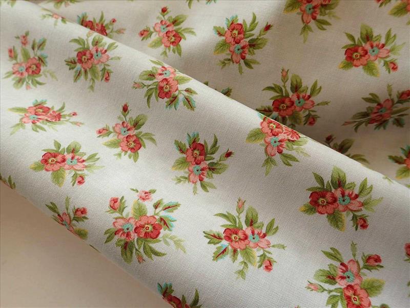 LÁTKA - SVĚTLE ŠEDÁ + RŮŽIČKY