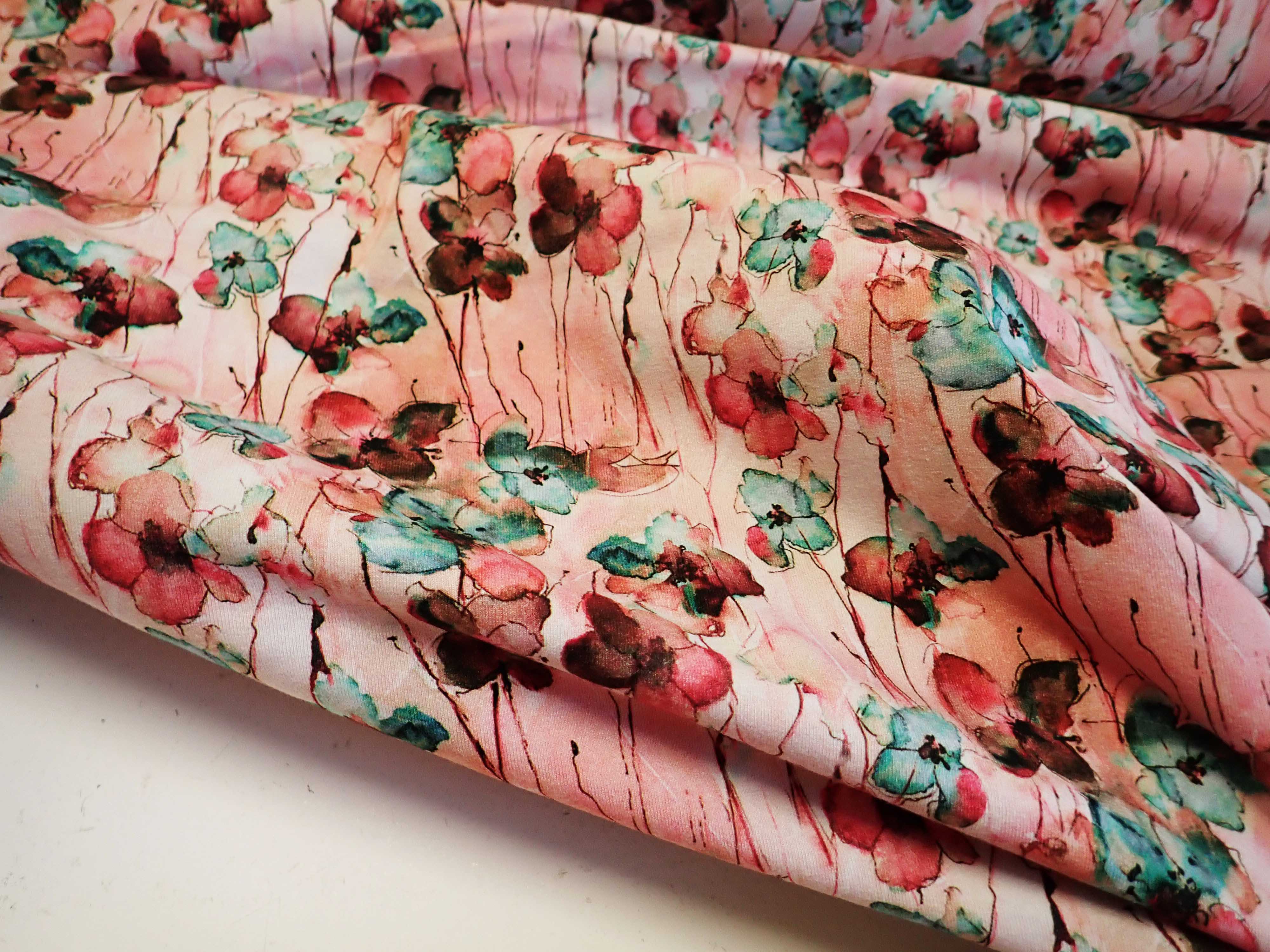 PLETENINA - JERSEY - FOTOTISK - KVĚTY