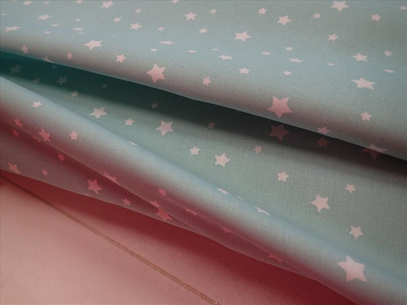 LÁTKA - MENTOLOVÁ + BÍLÉ  HVĚZDIČKY