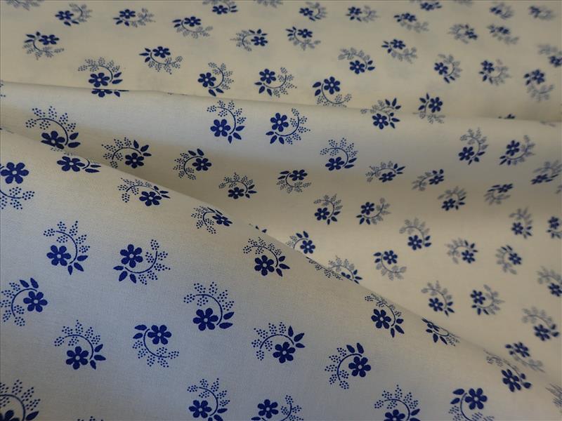 LÁTKA - BÍLÁ + TMAVĚ MODRÉ KYTIČKY