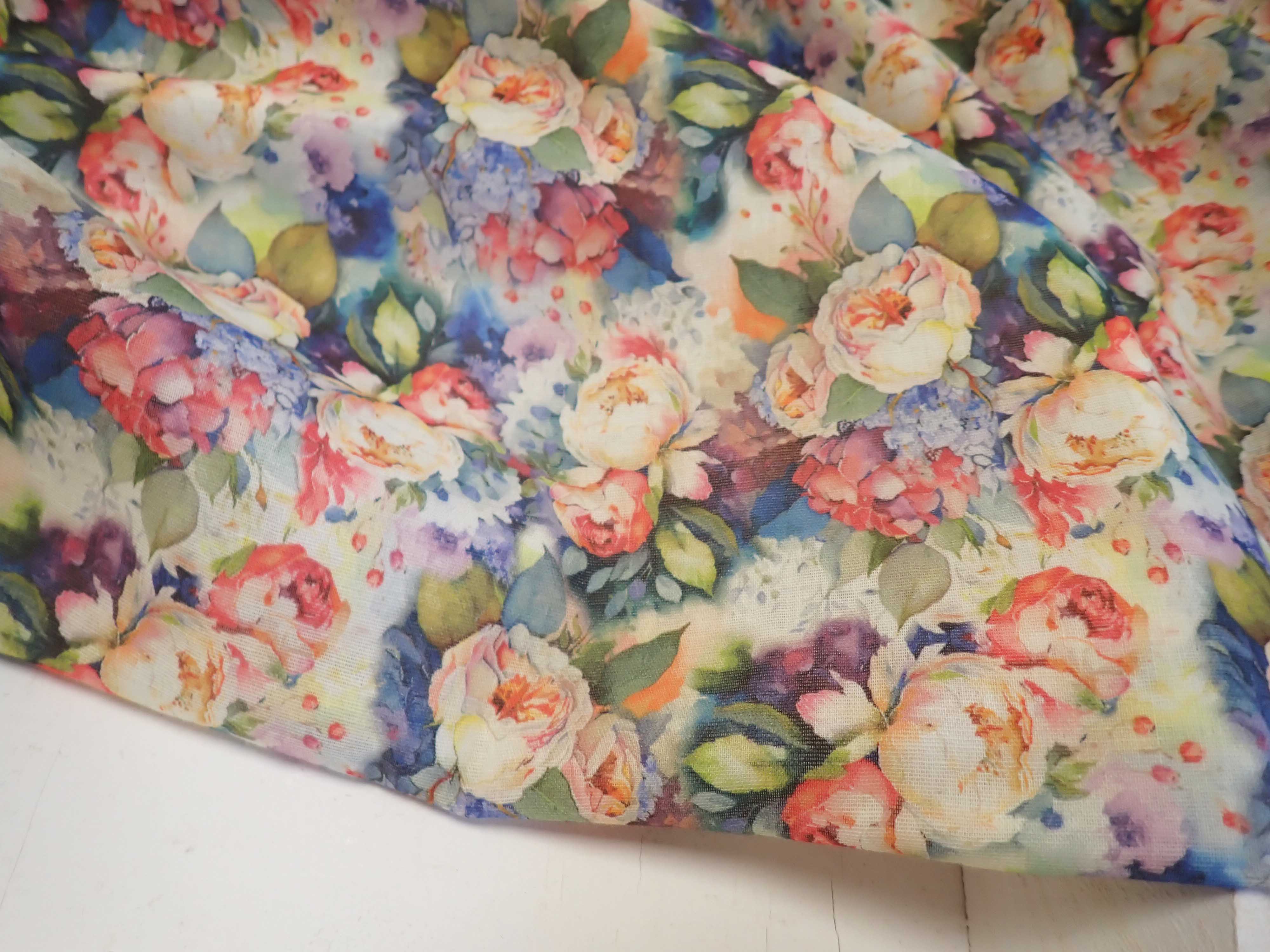 DVOJITÁ GÁZOVINA - MUŠELÍN - KVĚTY - FOTOTISK