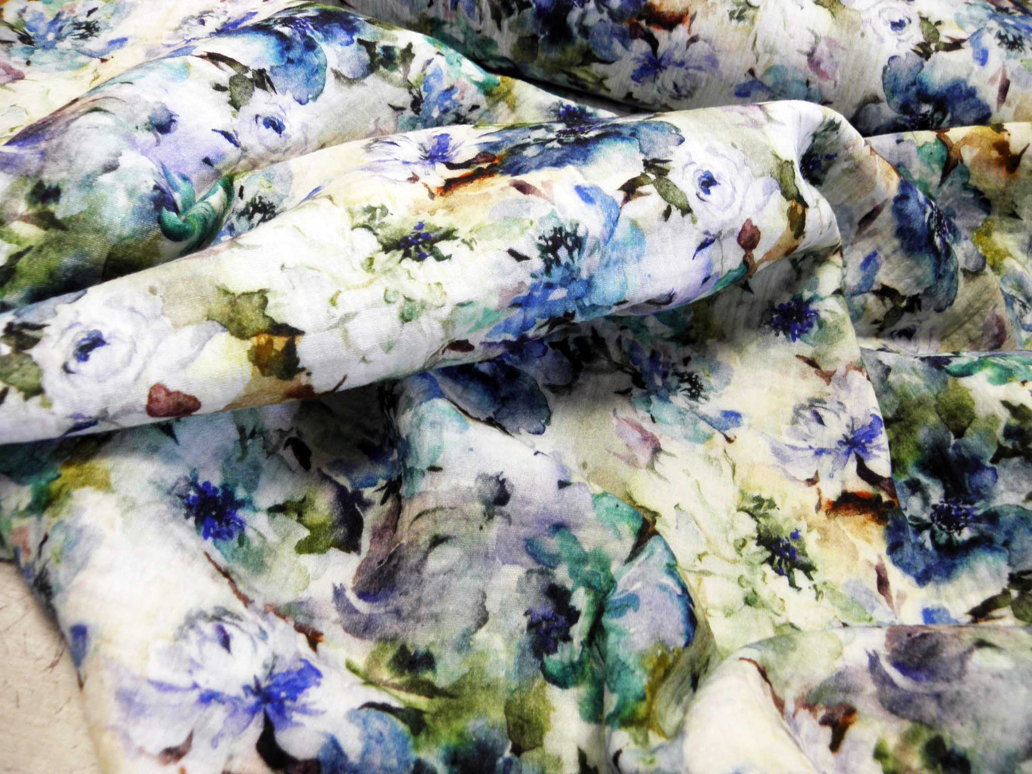 MUŠELÍN - DVOJITÁ GÁZOVINA - FOTOTISK - MODRÁ + ZELENÁ