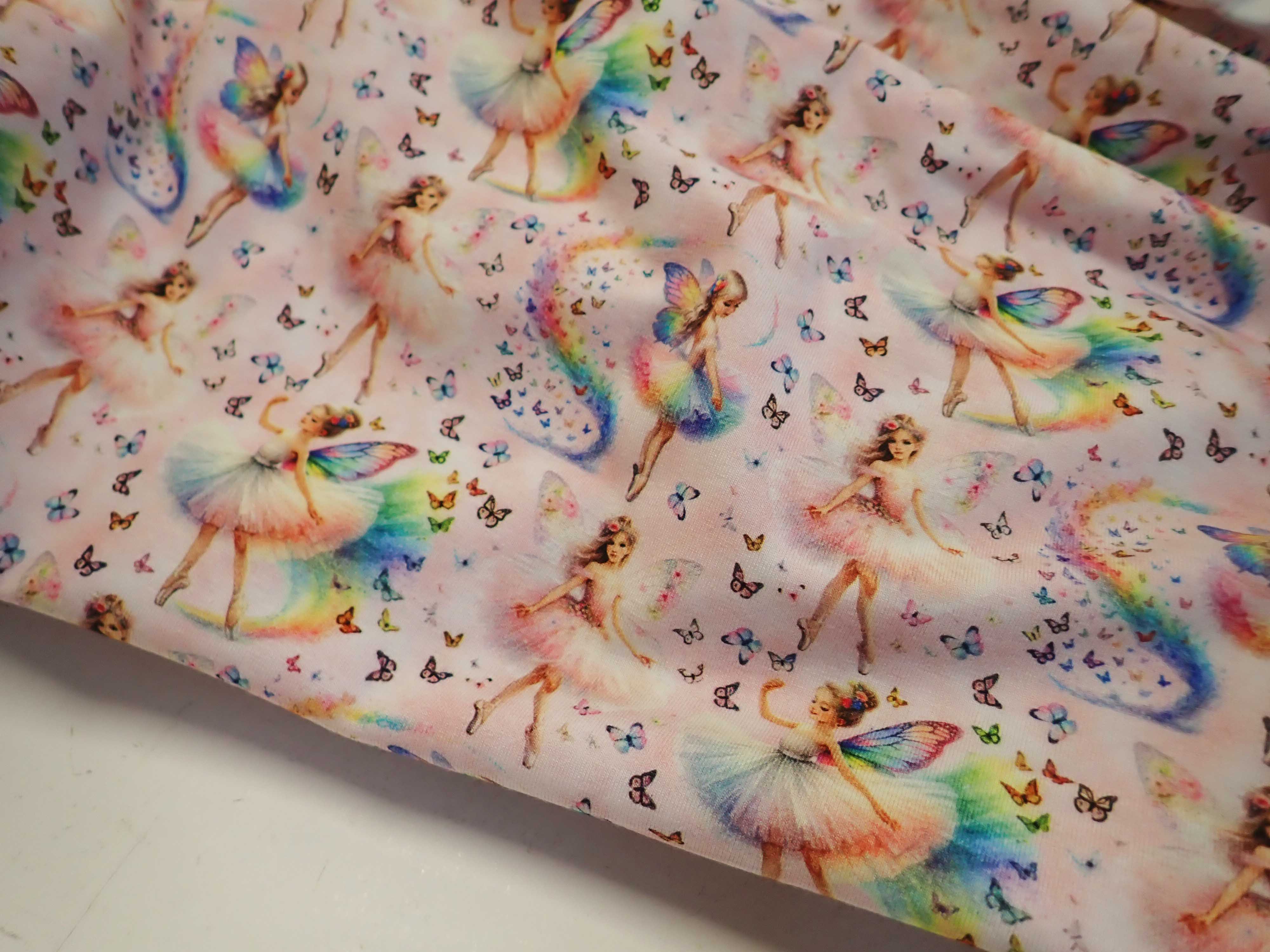 PLETENINA - JERSEY - FOTOTISK - VÍLY + MOTÝLCI