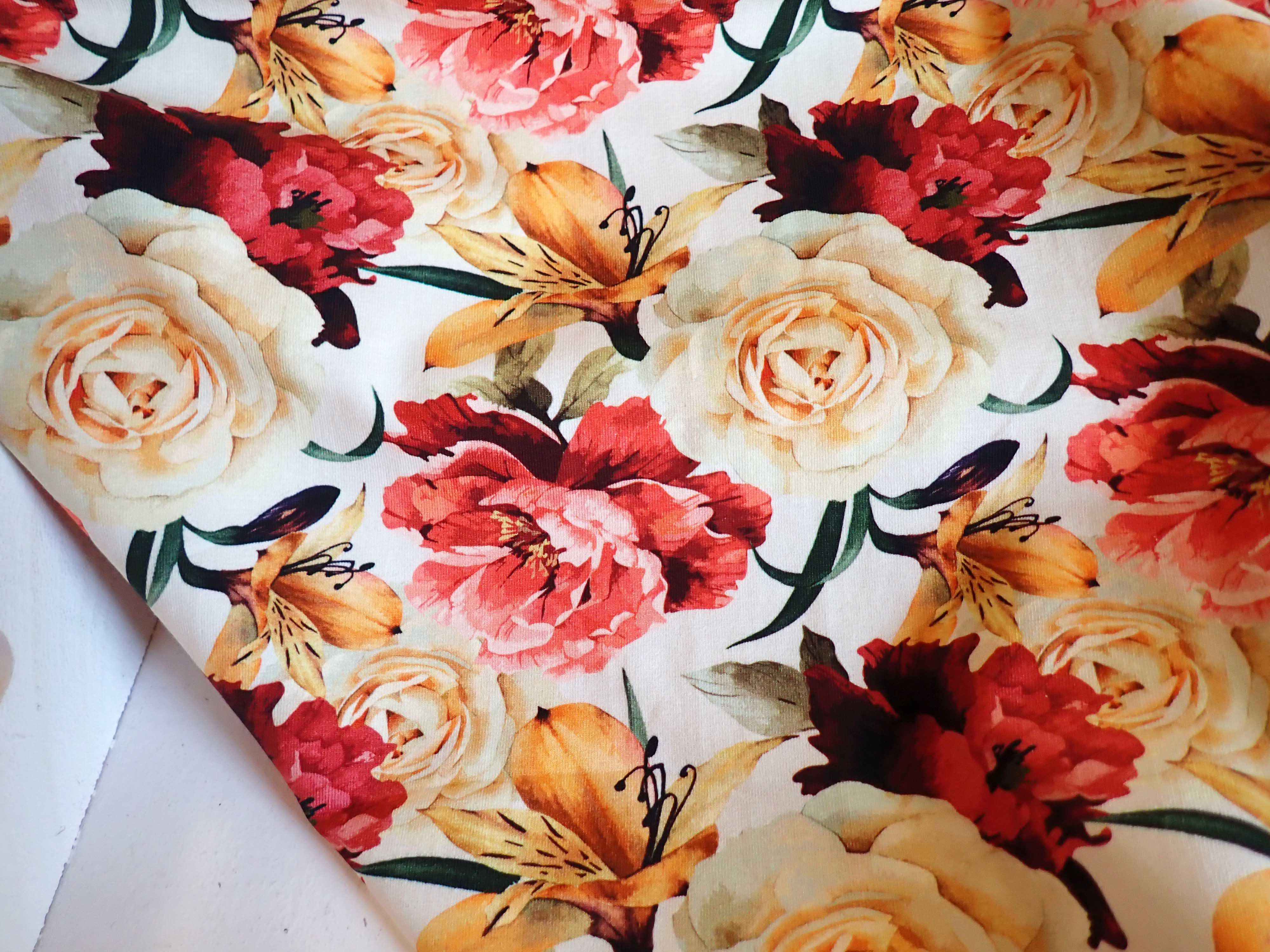 PLETENINA - JERSEY - FOTOTISK - KVĚTY