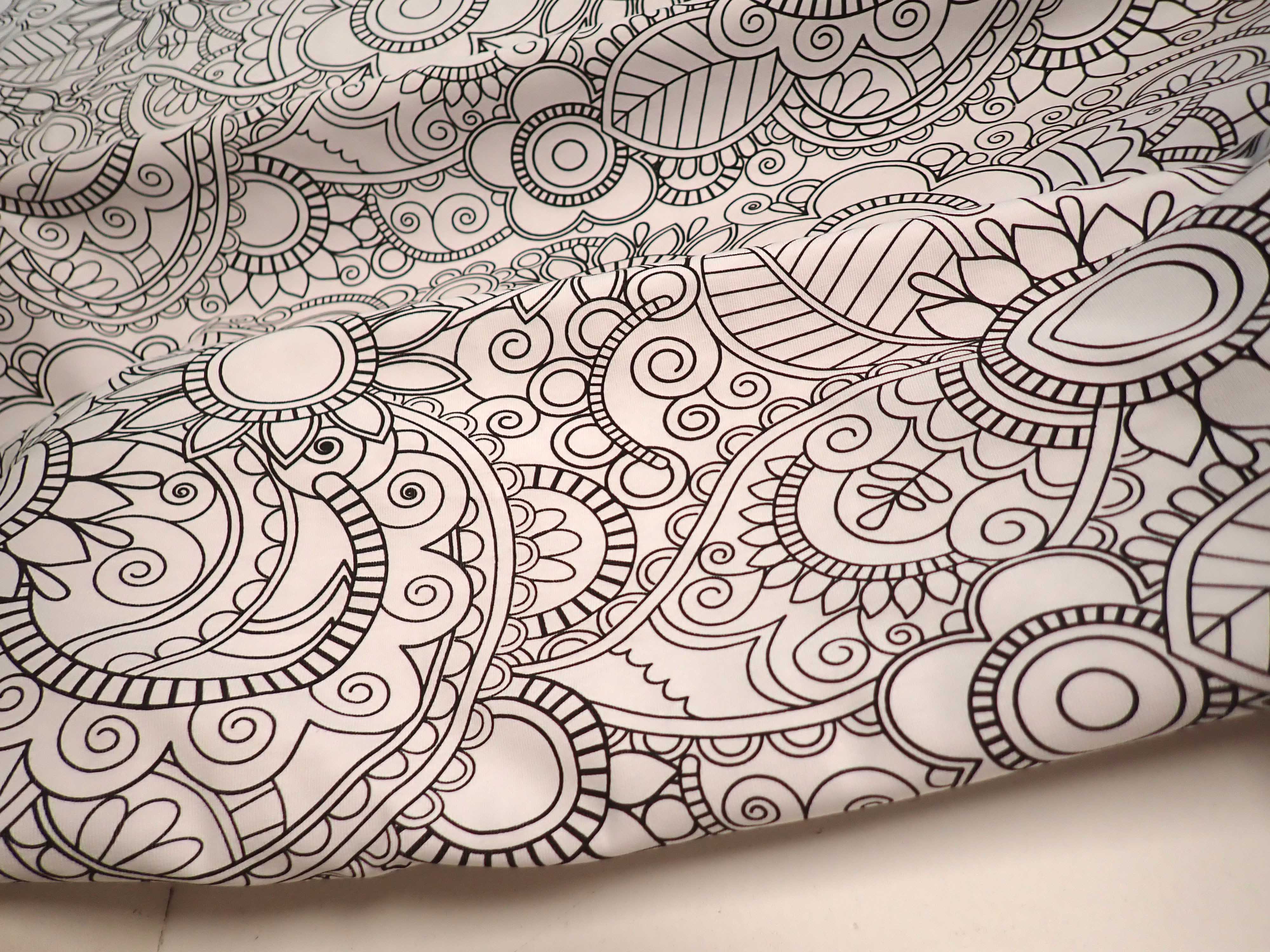 PLETENINA - JERSEY - BÍLÁ + ČERNÉ OBRYSY