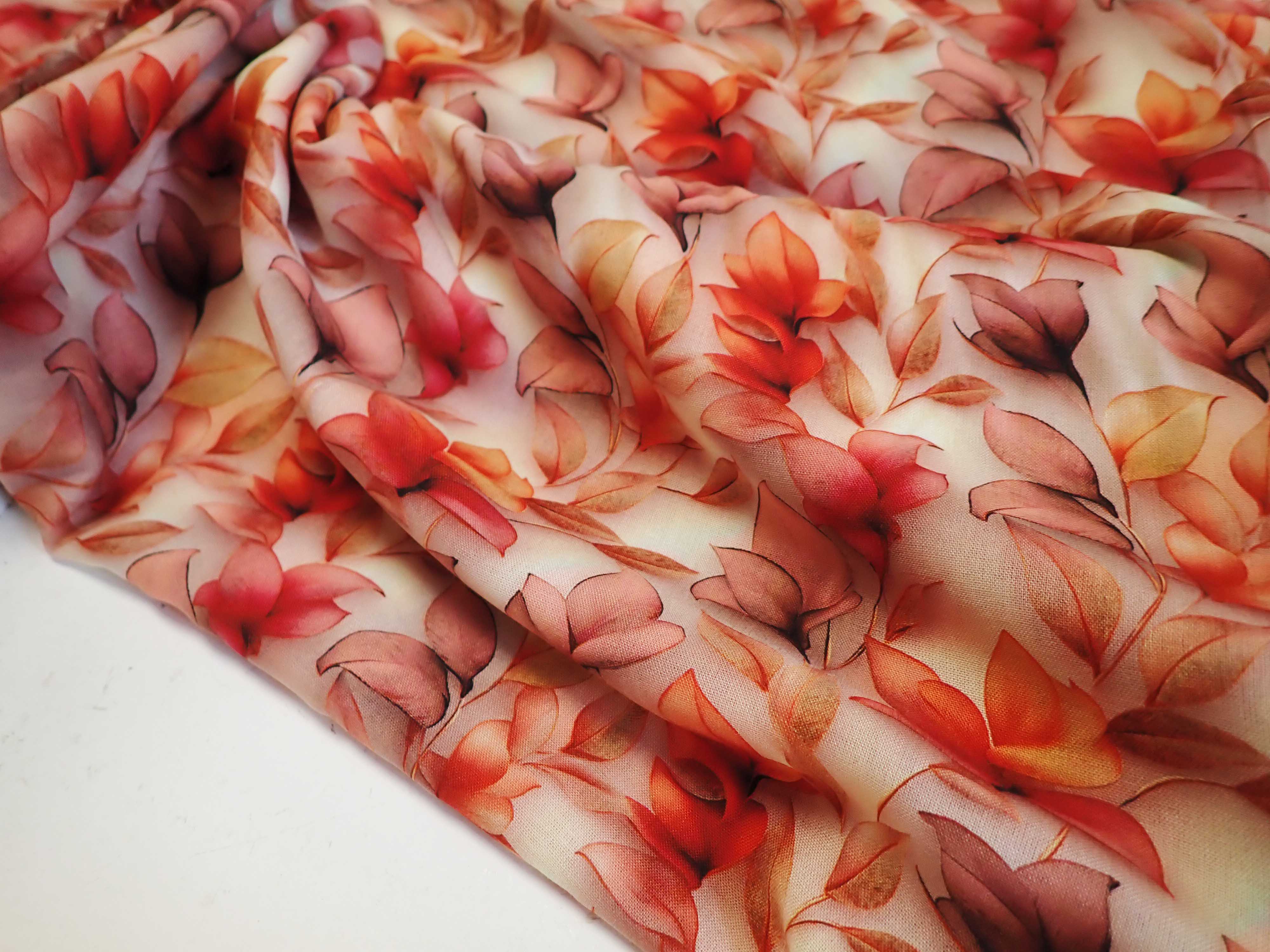 LÁTKA - UMĚLÉ HEDVÁBÍ - FOTOTISK - RŮŽE