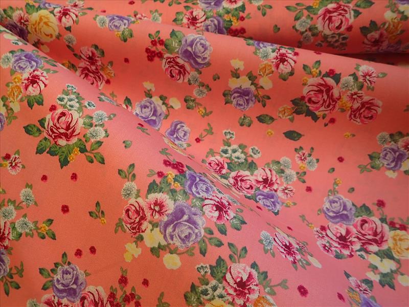 LÁTKA - POPELÍN -  RŮŽIČKY