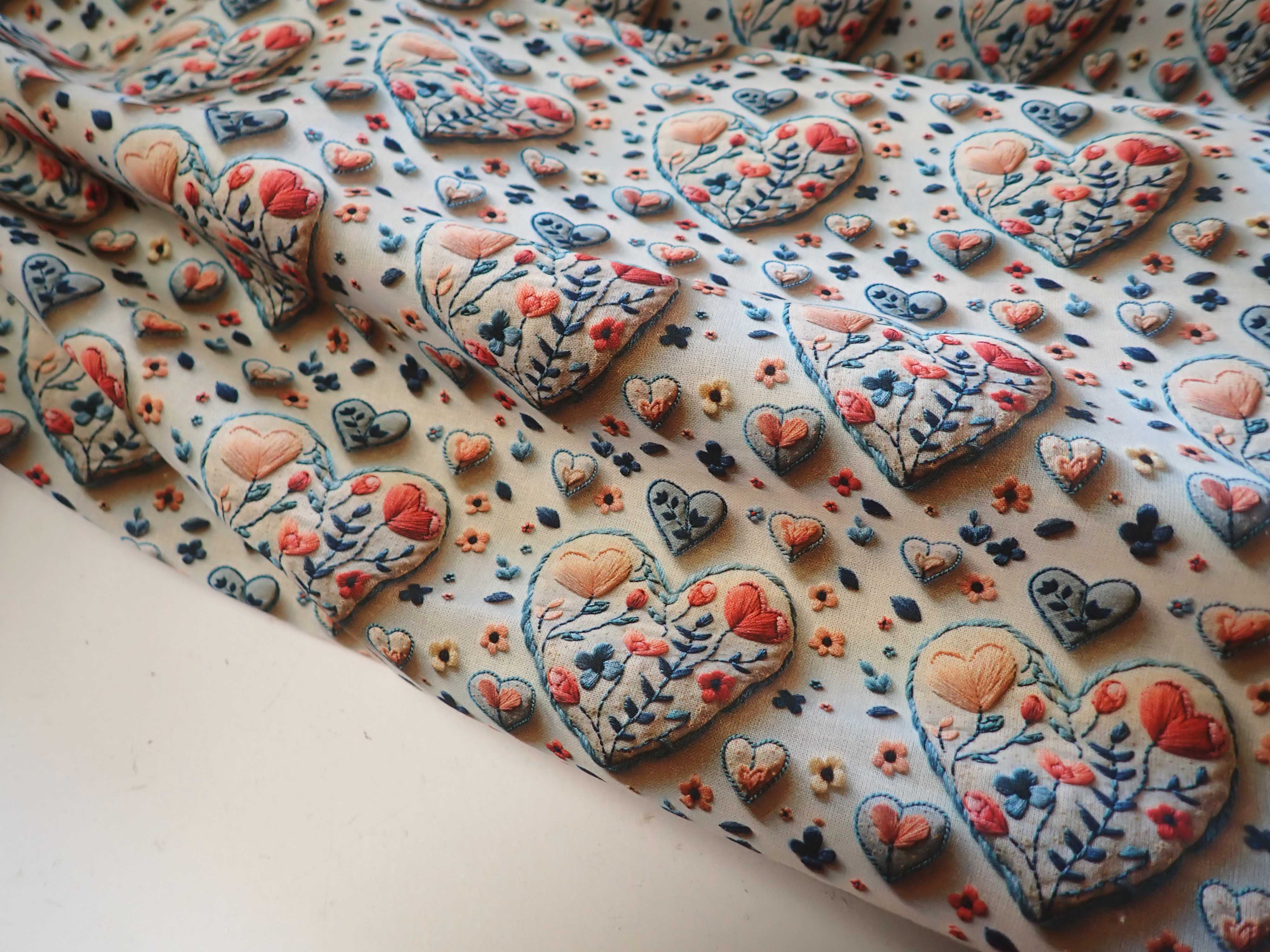 LÁTKA - POPELÍN - FOTOTISK - SRDÍČKA