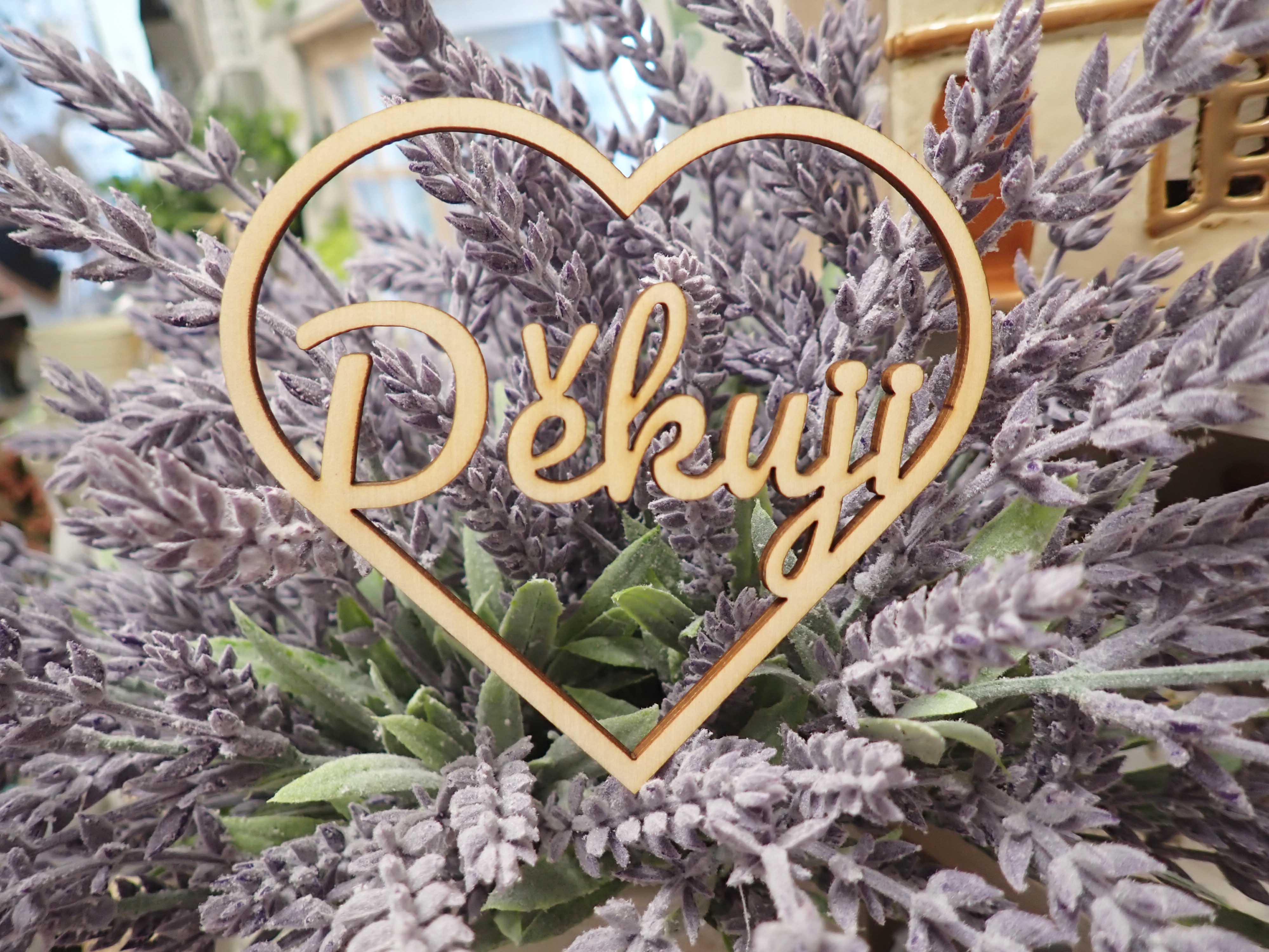 NÁPIS - SRDCE - DĚKUJI