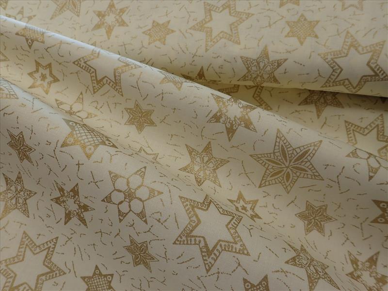 LÁTKA - VÁNOČNÍ - SMETANOVÁ + ZLATÉ HVĚZDIČKY