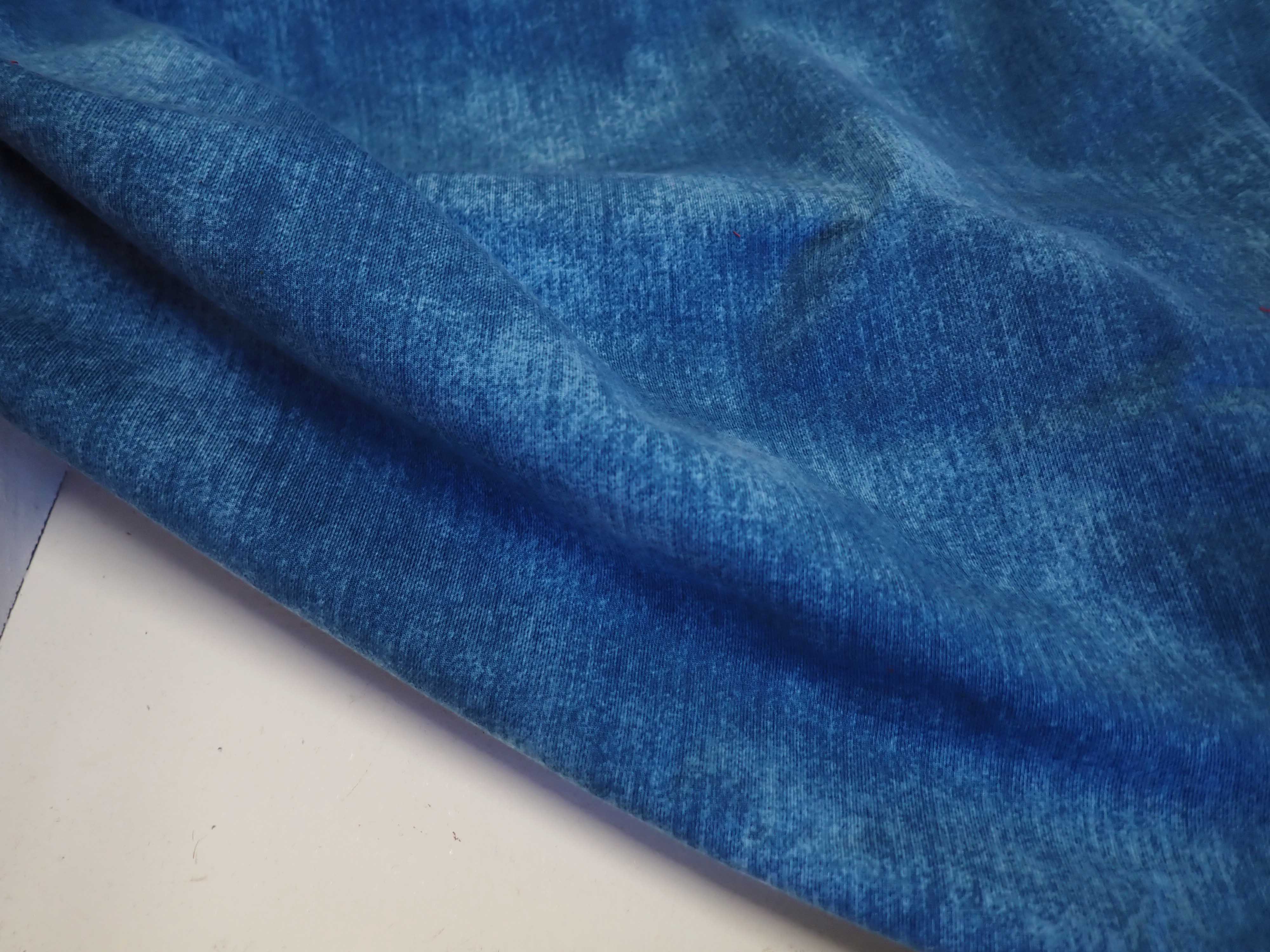 PLETENINA - JERSEY - IMITACE DŽÍNOVINY - MODRÁ ŠISOVANÁ