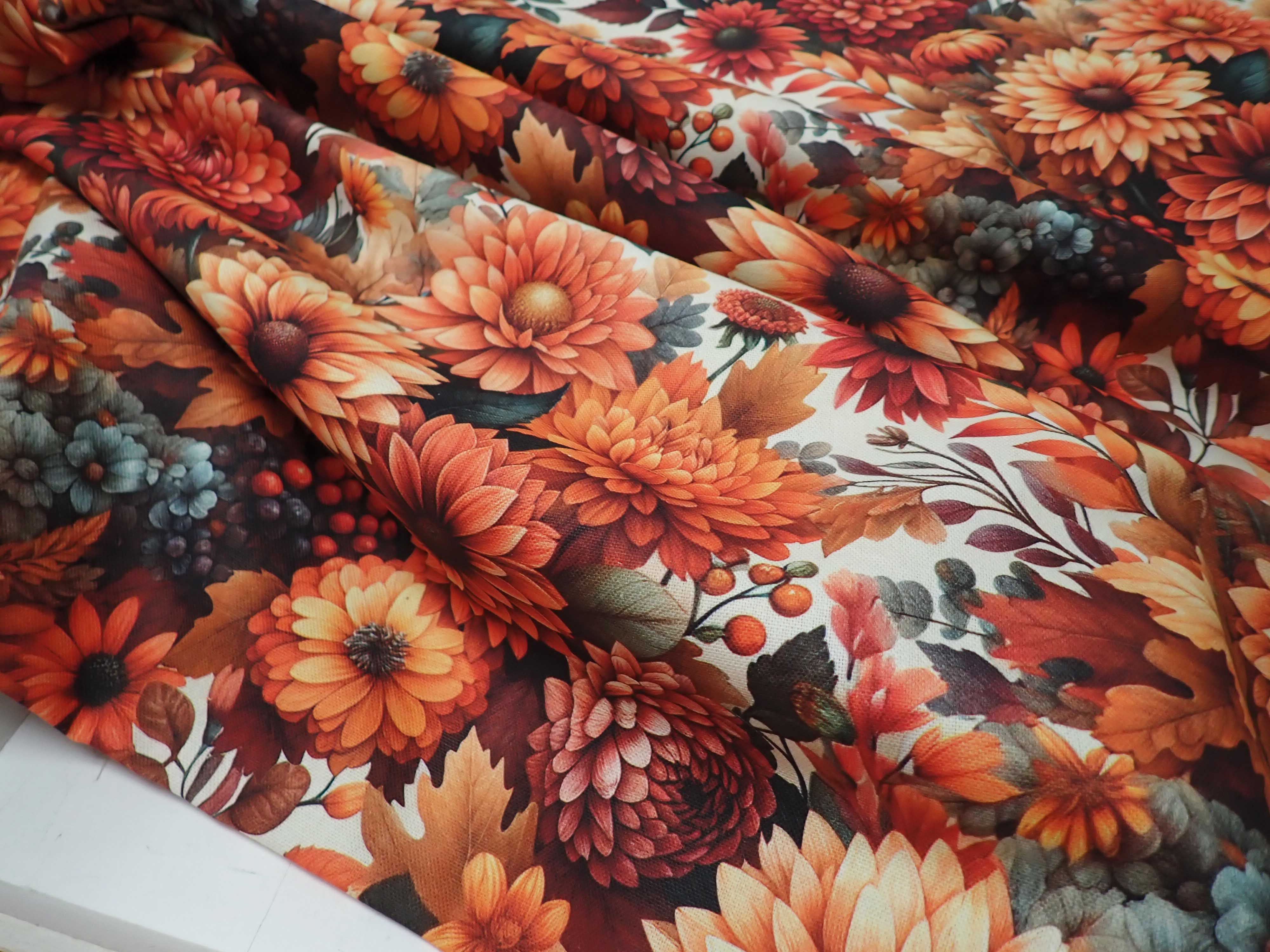 LÁTKA - POTAHOVKA - FOTOTISK - PODZIMNÍ KVĚTY