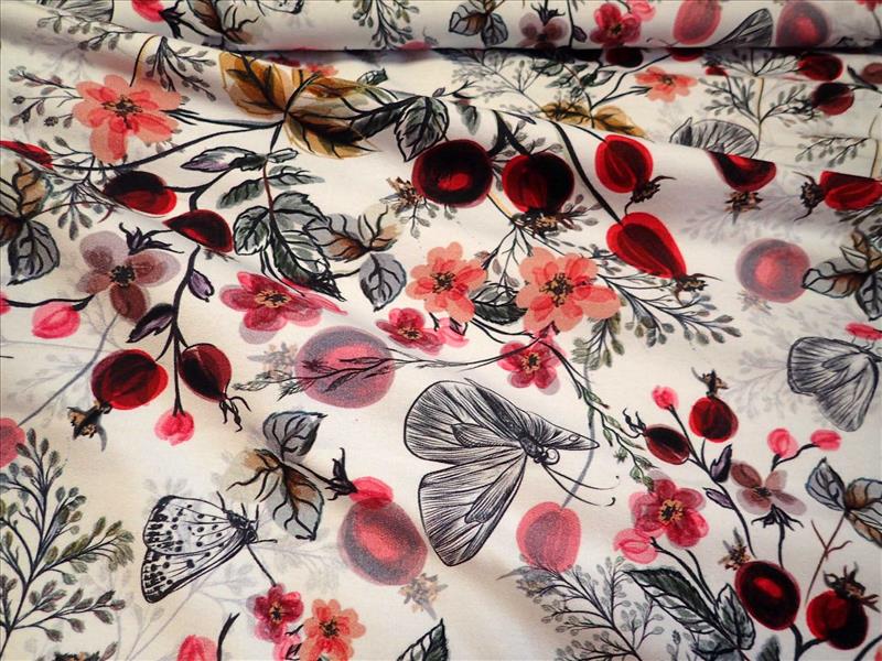 PLETENINA - JERSEY - ŠÍPKY - FOTOTISK