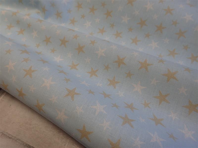 LÁTKA - PASTELOVĚ MODRÁ + HVĚZDIČKY