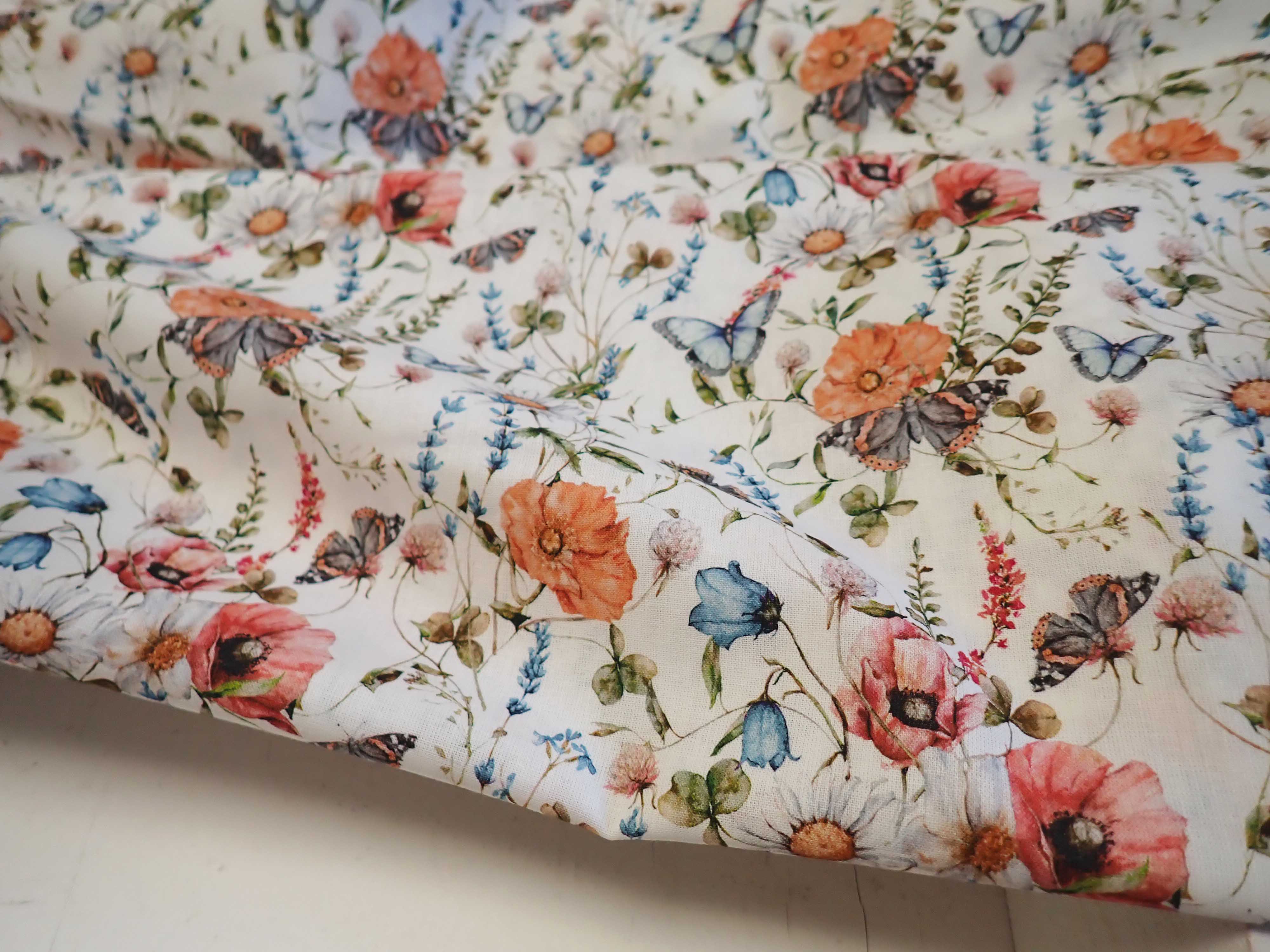 LÁTKA - FOTOTISK - VLČÍ MÁKY, MOTÝLCI + KYTIČKY