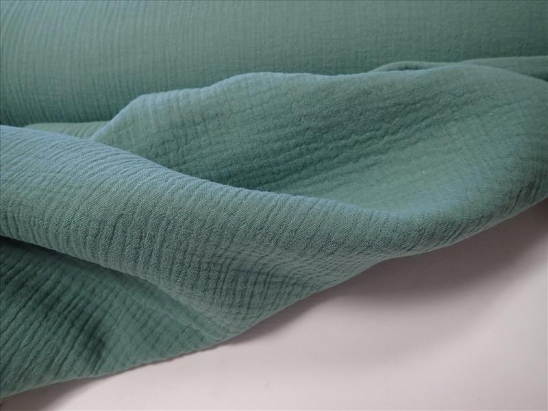 LÁTKA - DVOJITÁ GÁZOVINA - FÁČOVINA - ZELENOŠEDÁ