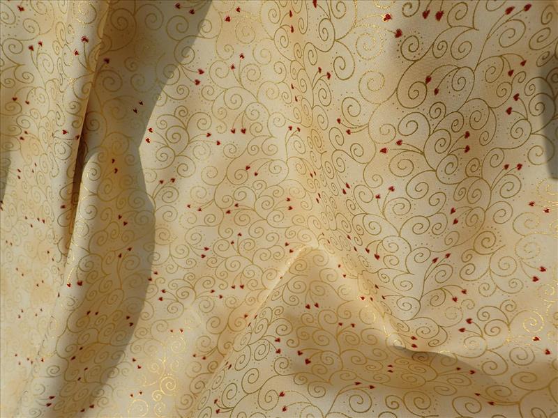 LÁTKA - VÁNOČNÍ - SMETANOVÁ + ZLATÉ ORNAMENTY