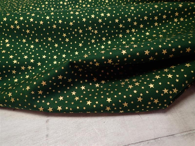 LÁTKA - VÁNOČNÍ - ZELENÁ + ZLATÉ HVĚZDIČKY