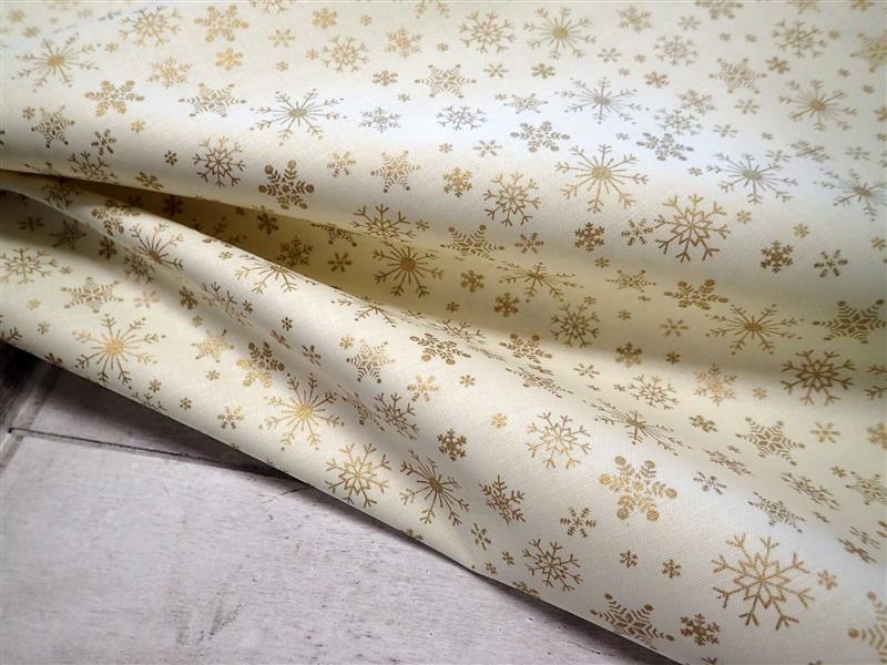 LÁTKA - VÁNOČNÍ - SMETANOVÁ + ZLATÉ VLOČKY