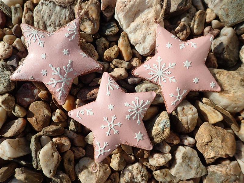 DEKORACE - PLECHOVÁ HVĚZDIČKA - RŮŽOVÁ