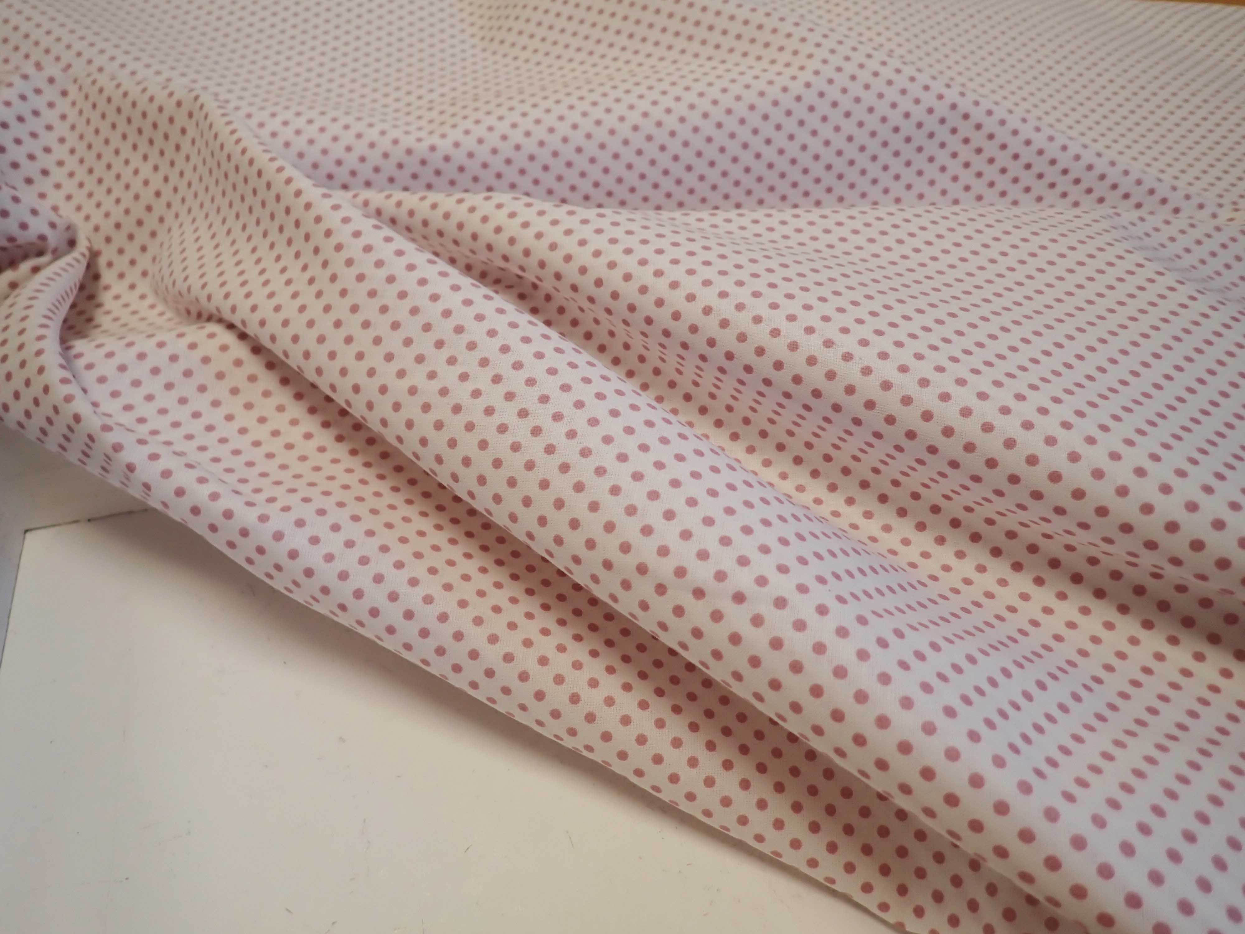 LÁTKA - BÍLÁ + STARORŮŽOVÝ PUNTÍK