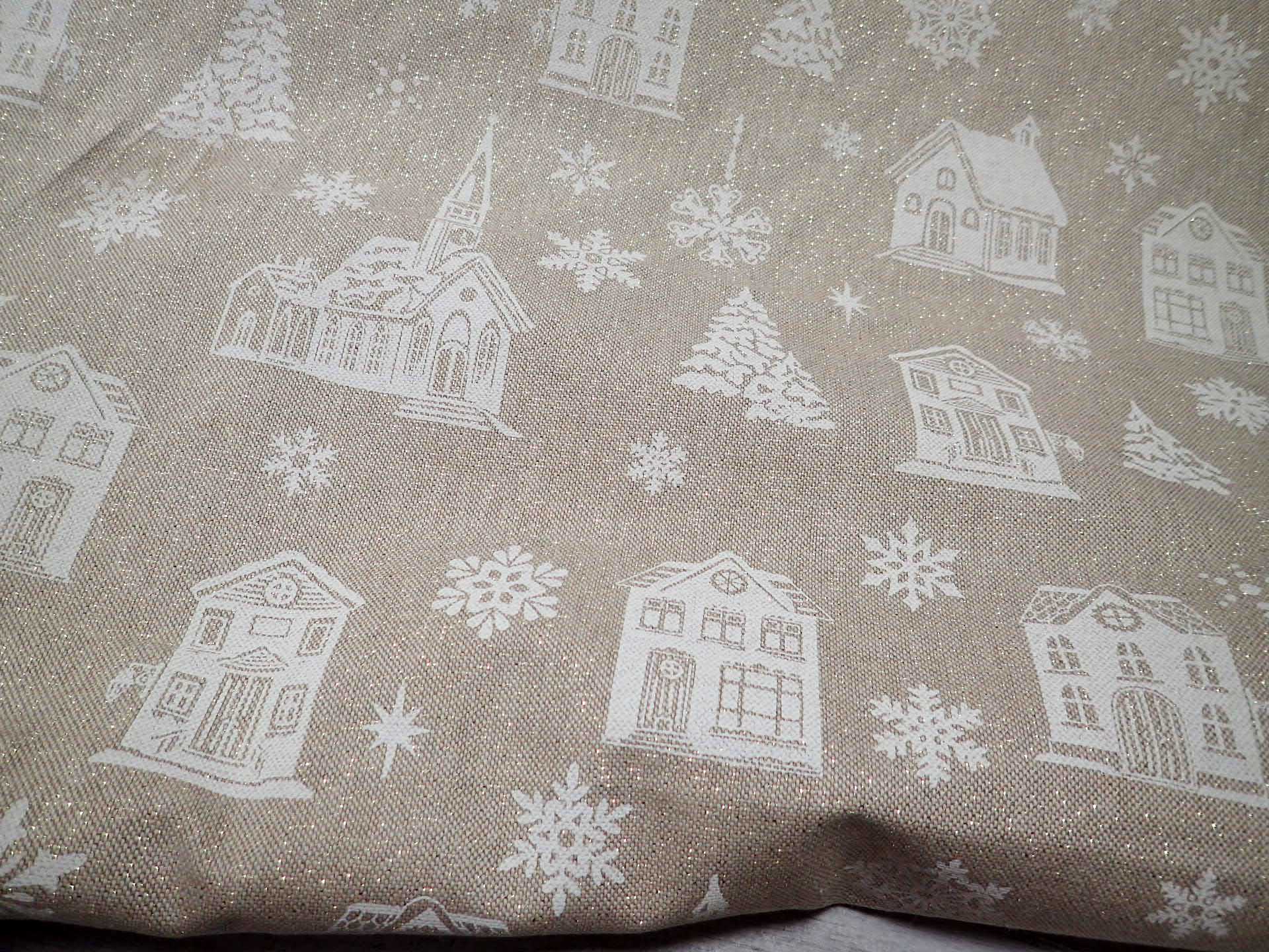 LÁTKA - REŽNÁ - VÁNOČNÍ - ZLATÉ NITKY + DOMEČKY