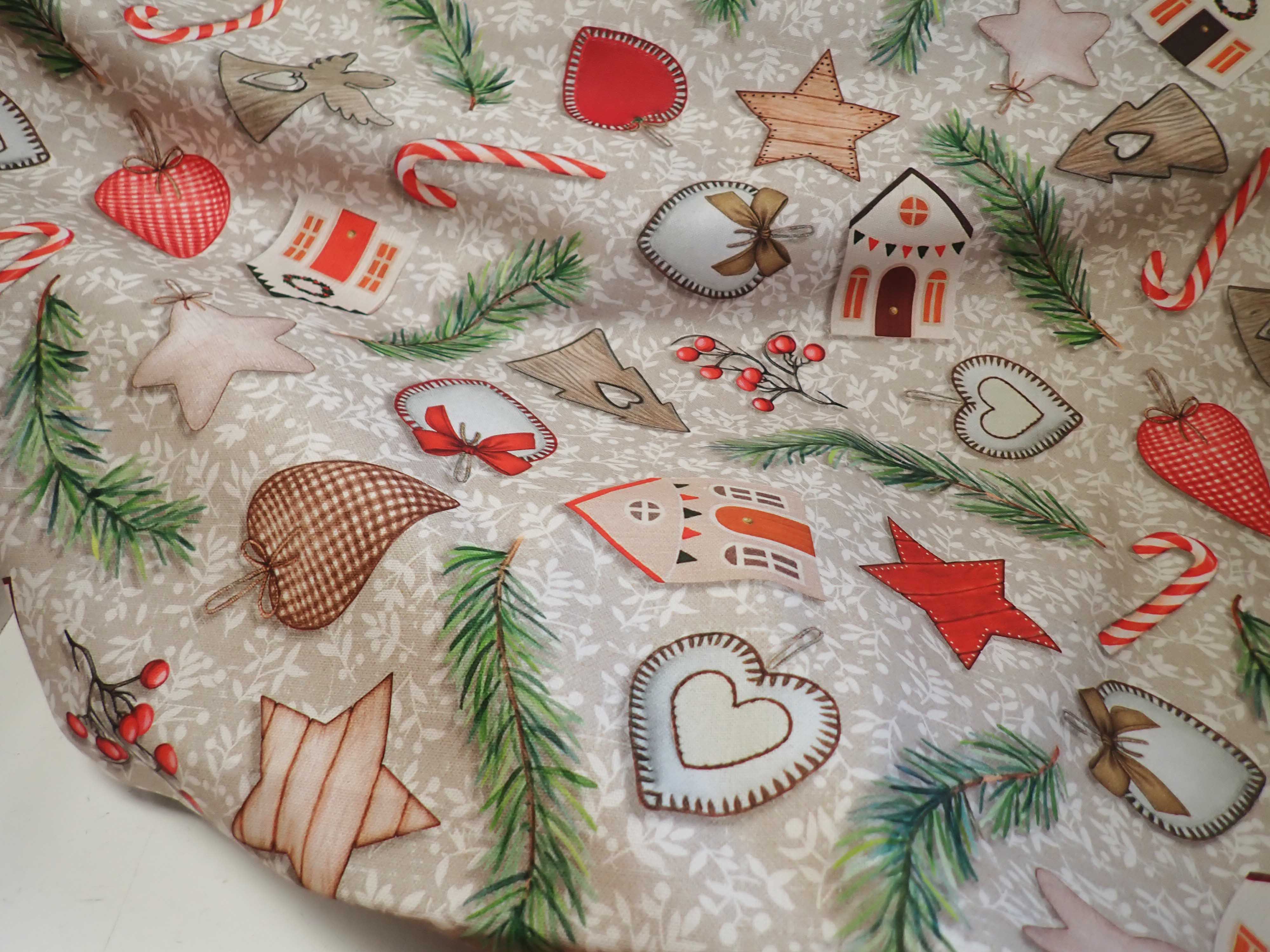 LÁTKA - VÁNOČNÍ - FOTOTISK - SRDÍČKA + HVĚZDIČKY + DOMEČKY