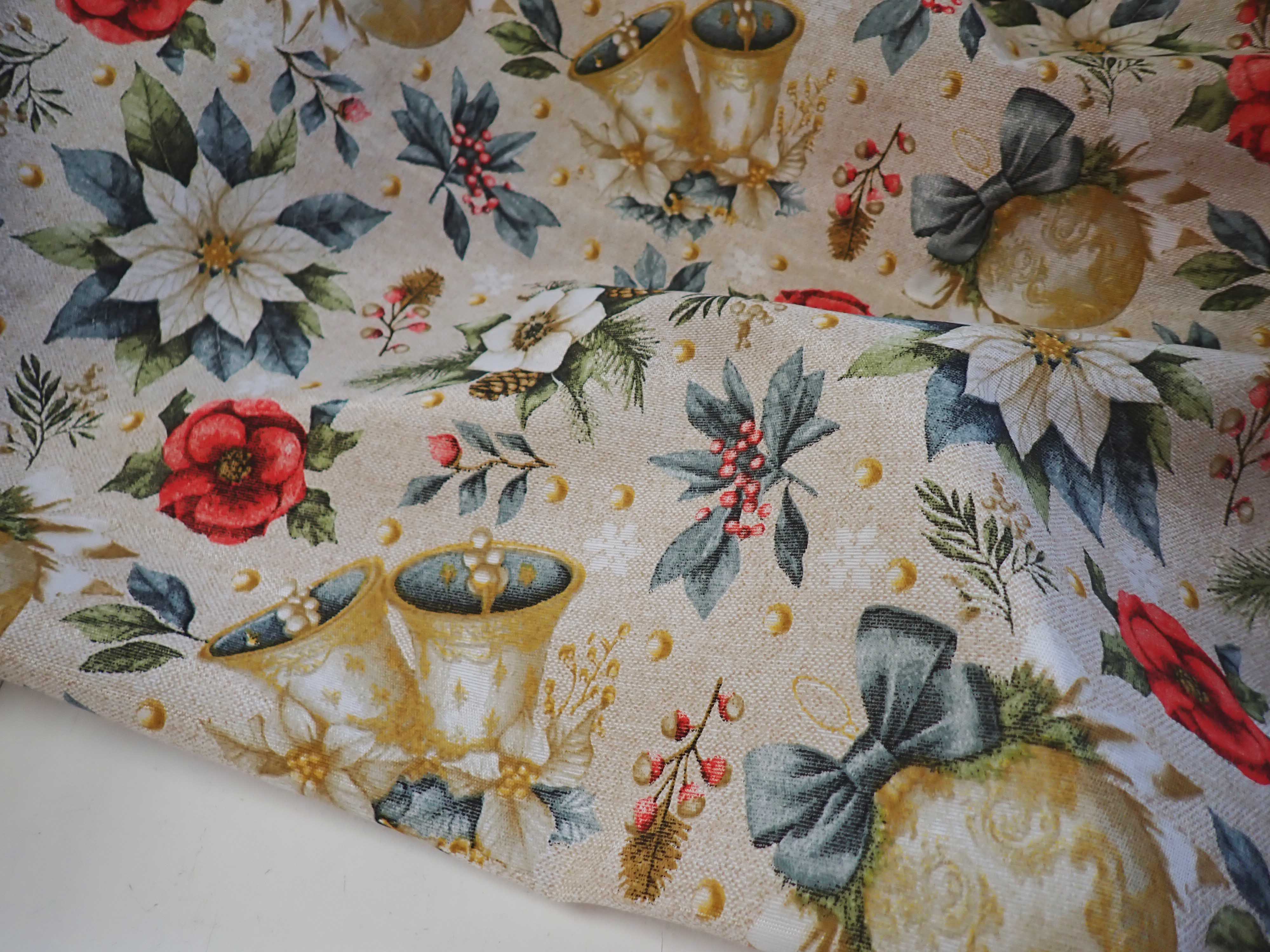 LÁTKA - VÁNOČNÍ - POTAHOVKA - ZVONEČKY + VÁNOČNÍ HVĚZDA