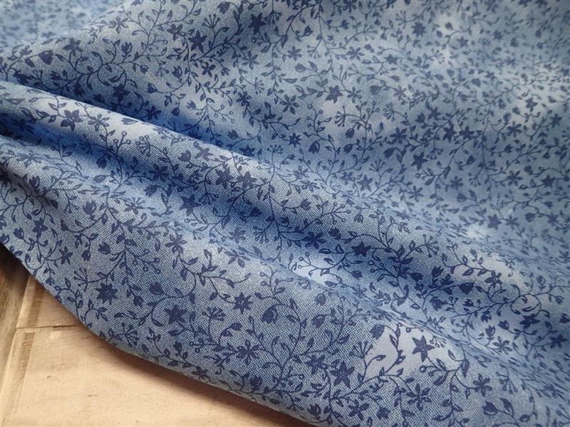 LÁTKA - DŽÍNOVĚ MODRÁ + KVÍTKA