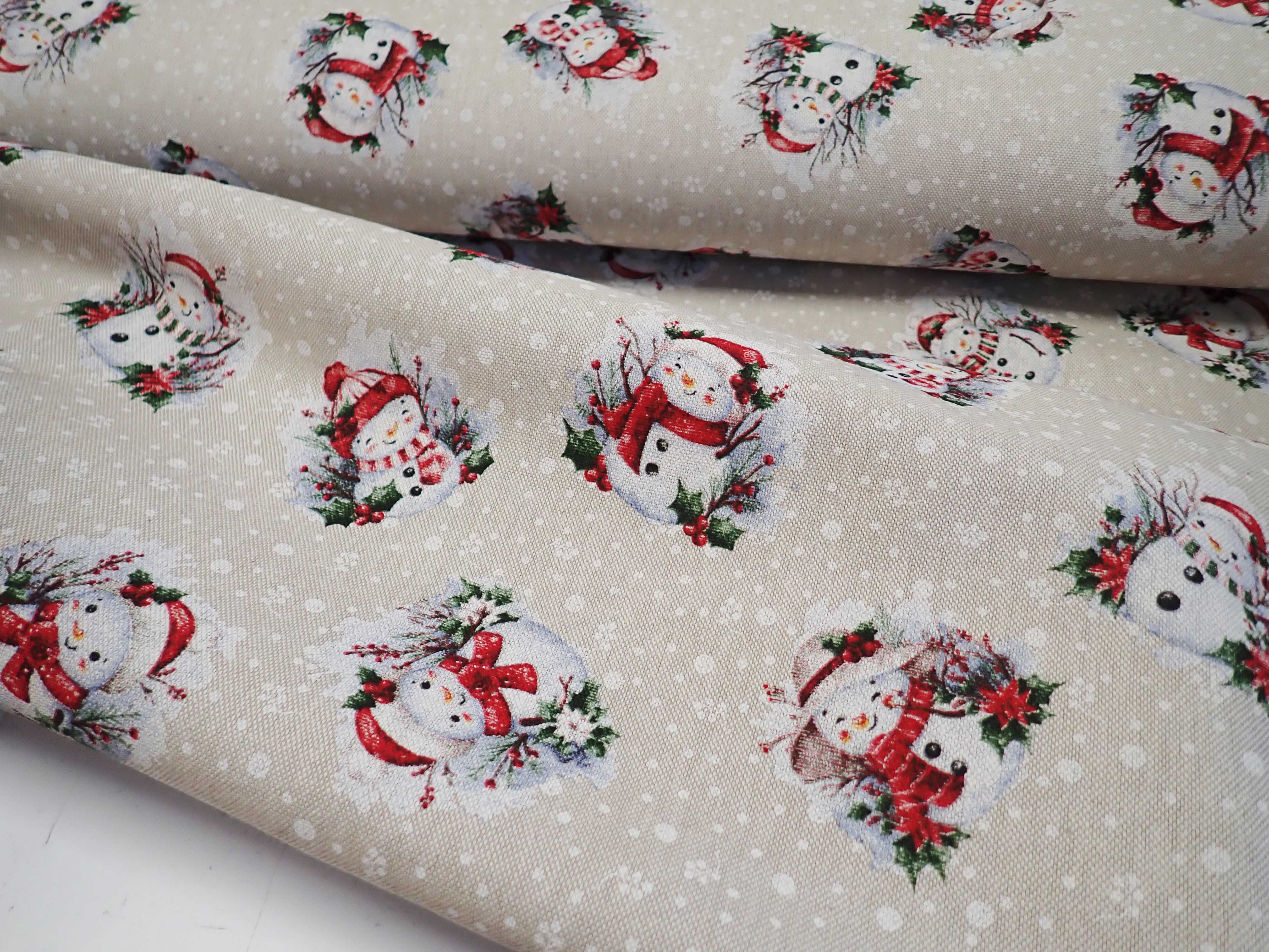 LÁTKA - VÁNOČNÍ - POTAHOVKA - DIGI TISK - SNĚHULÁCI